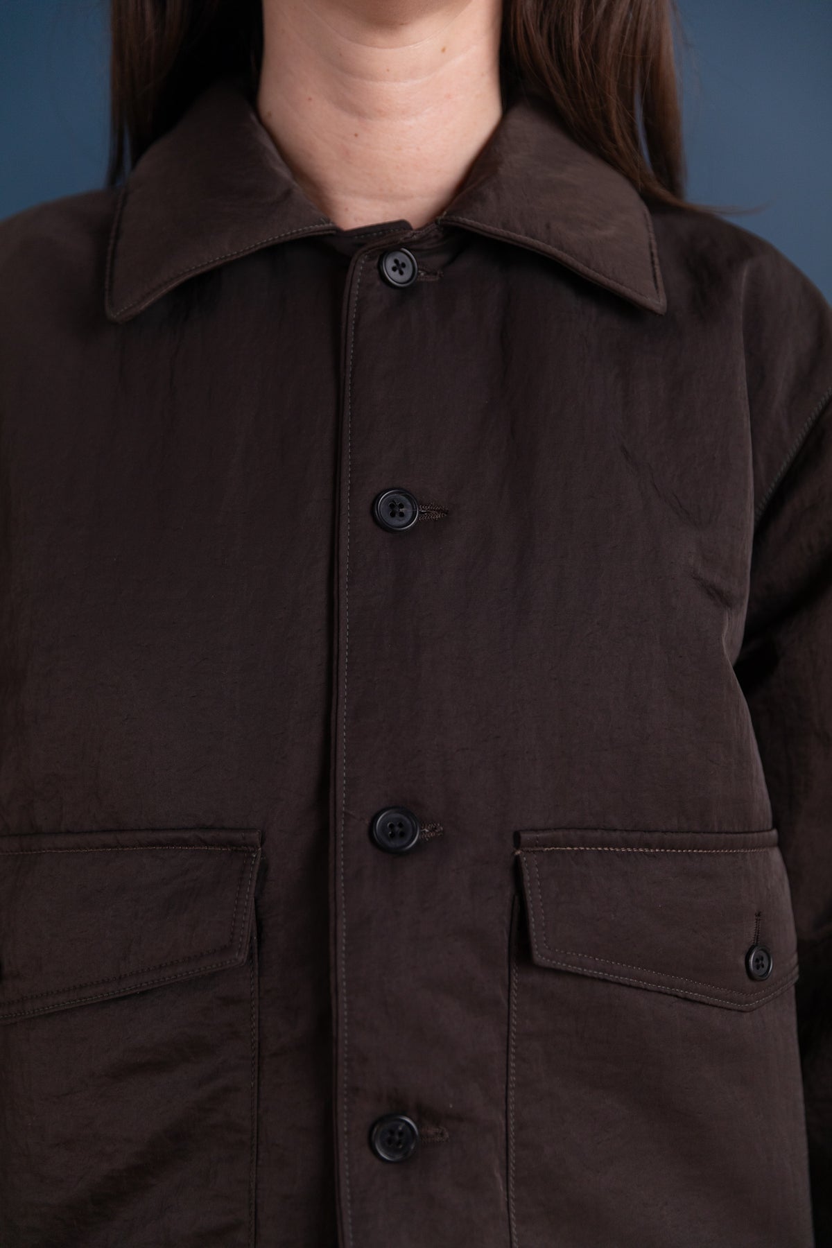 PUFFED SIMPLE JACKET IN BROWN