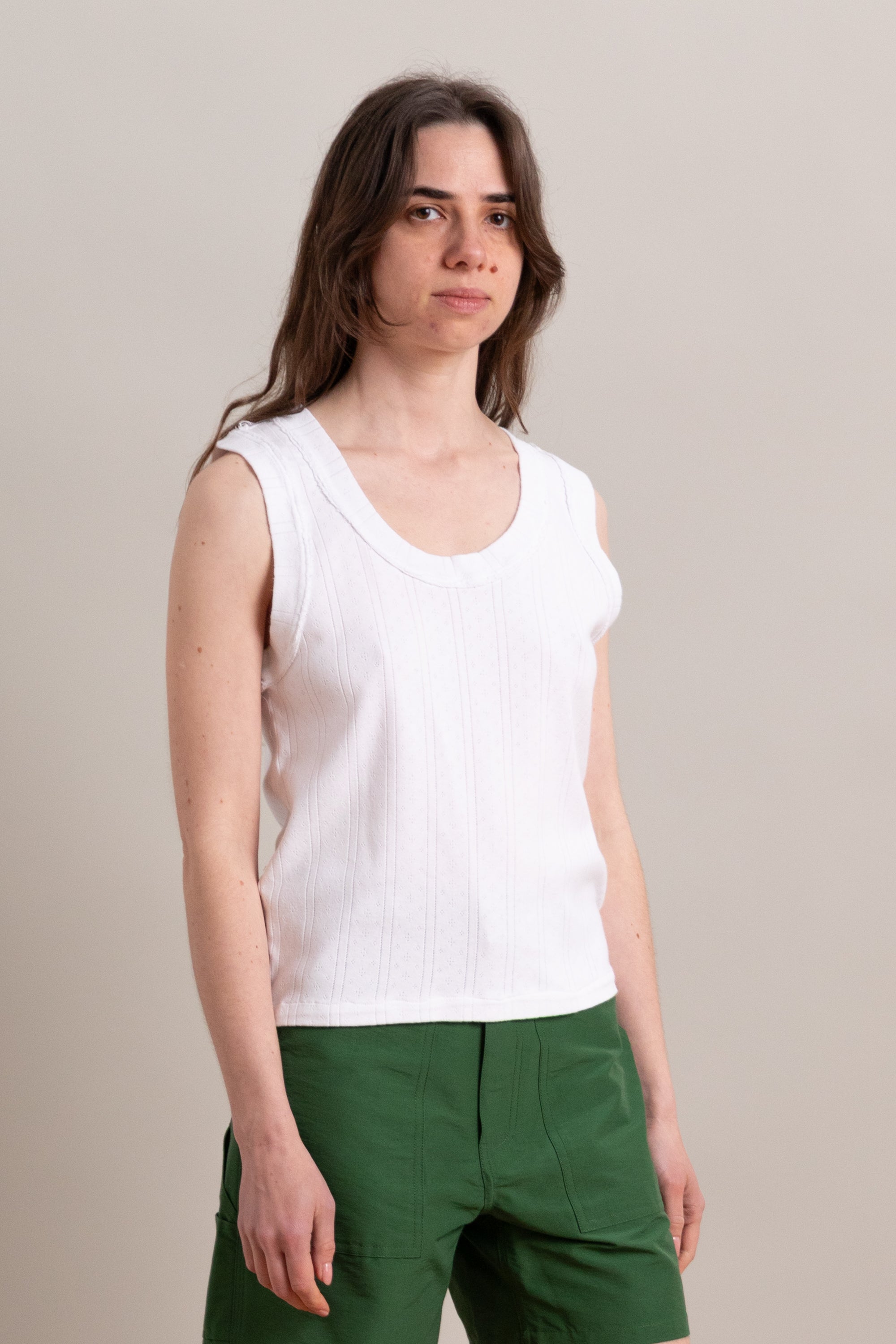 TANK TOP IN WHITE RIB KNIT