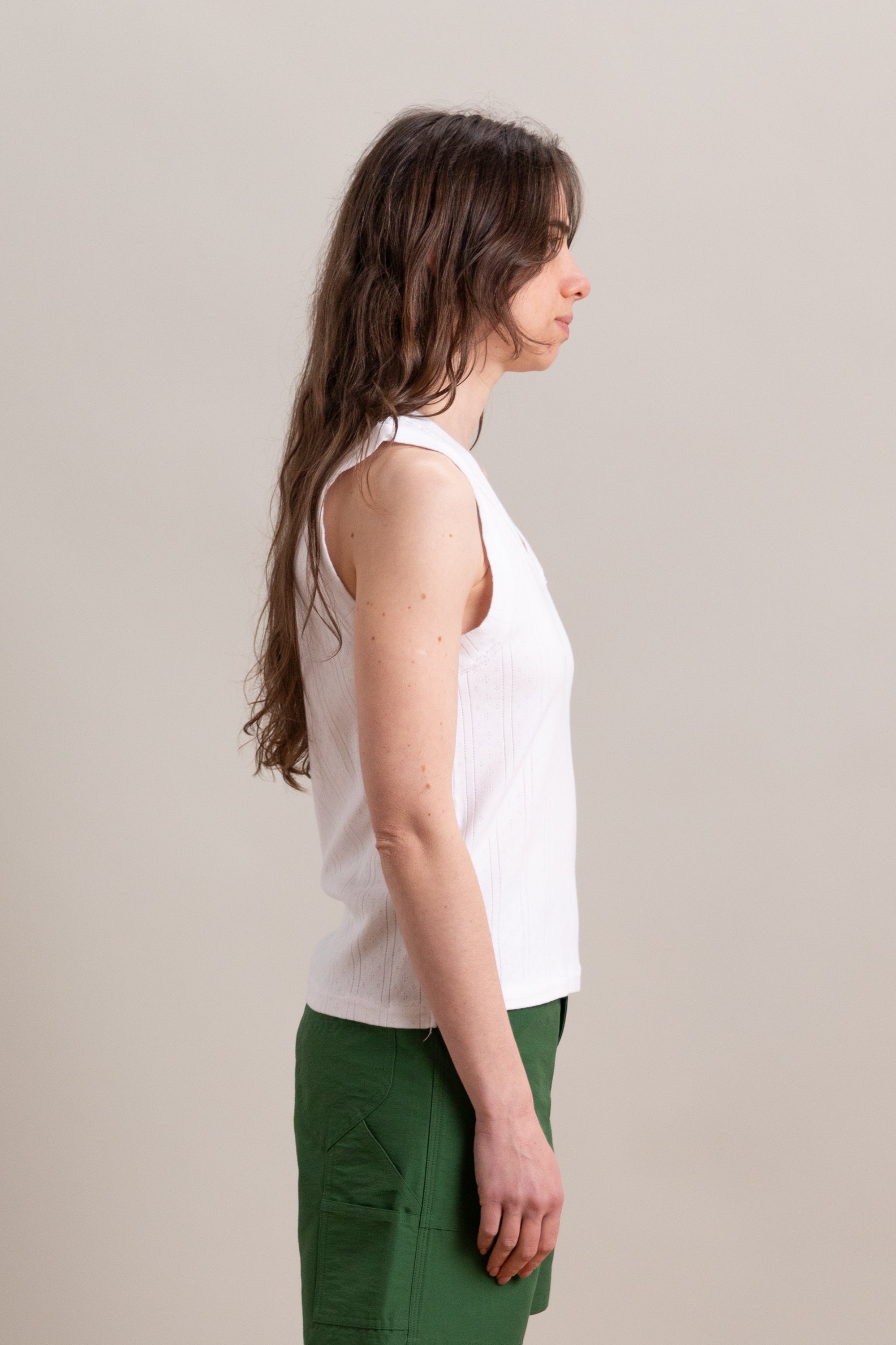 TANK TOP IN WHITE RIB KNIT