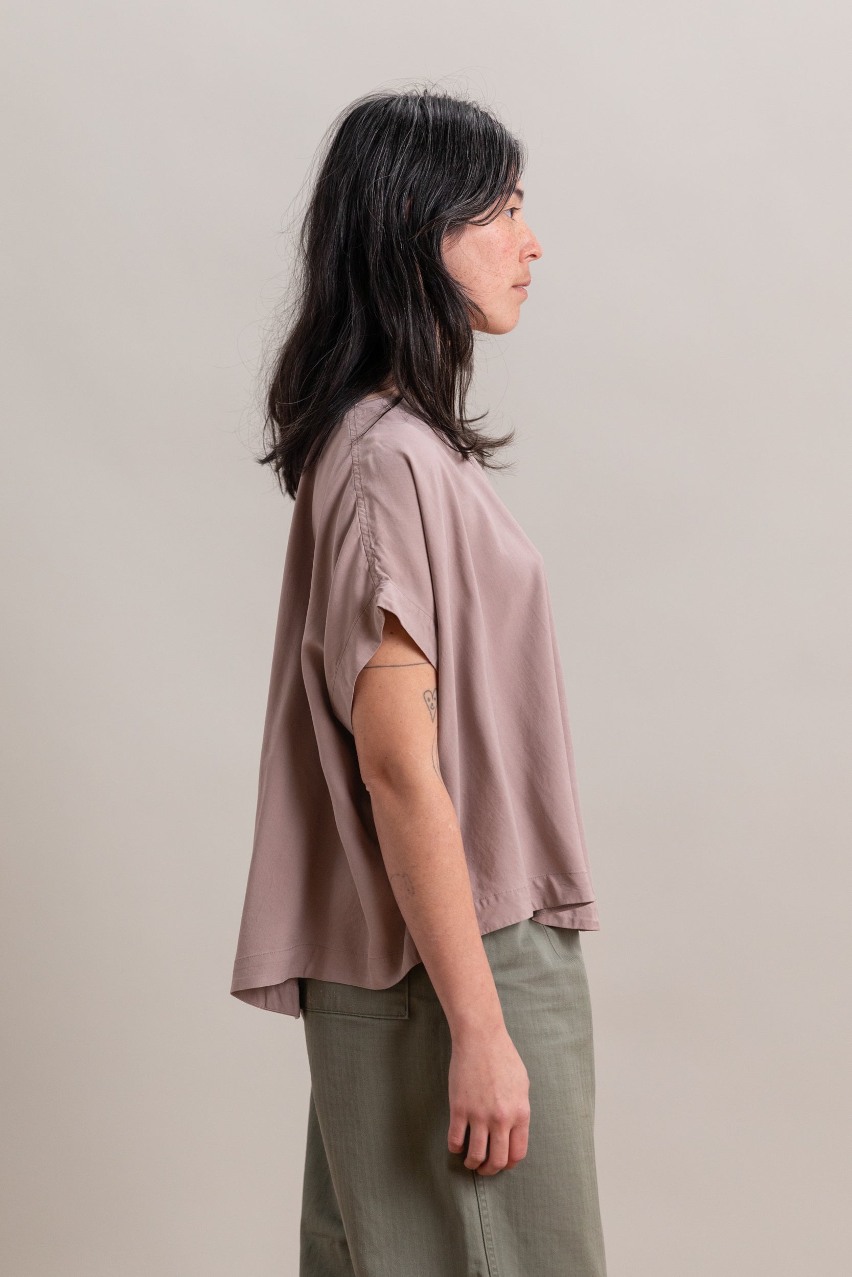FRANCESCA TOP IN DUSTY VIOLA SPUN SILK