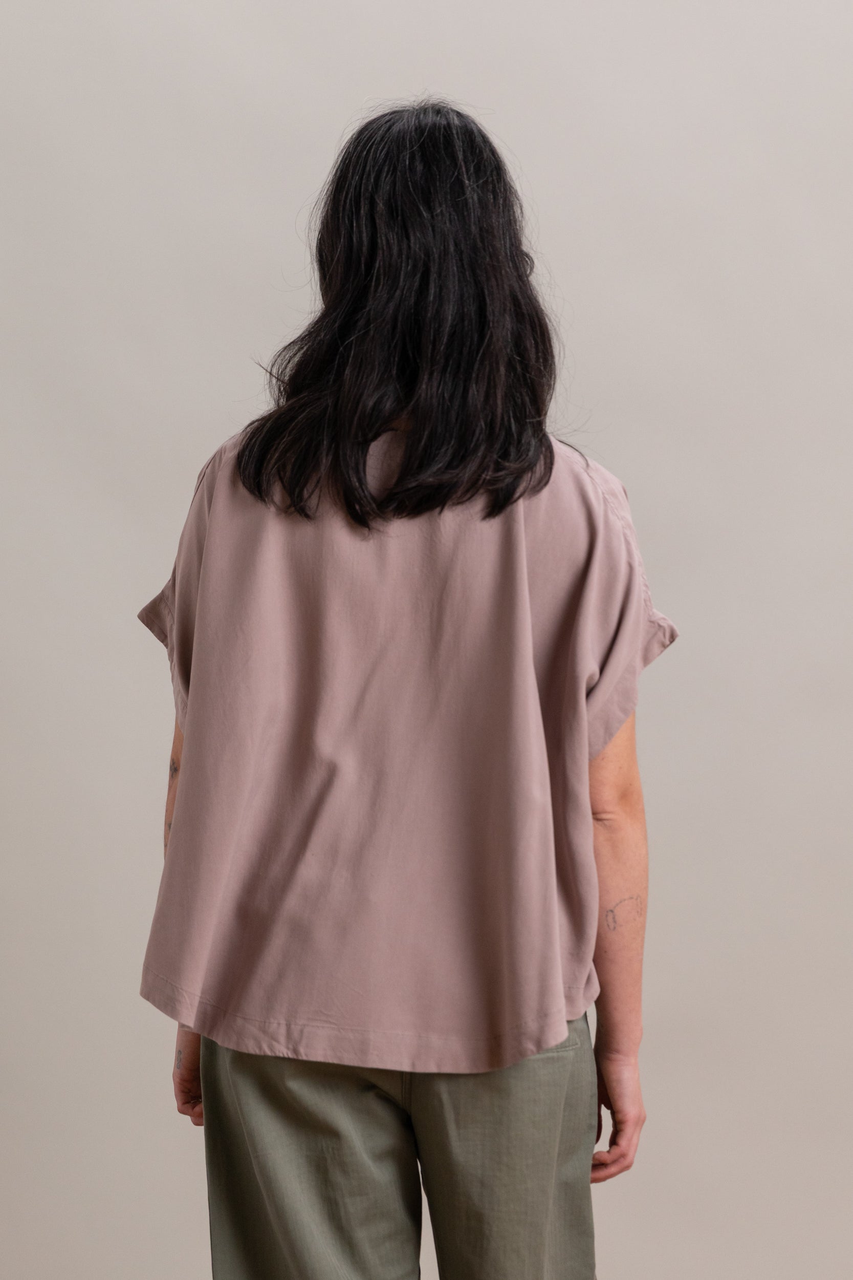 FRANCESCA TOP IN DUSTY VIOLA SPUN SILK