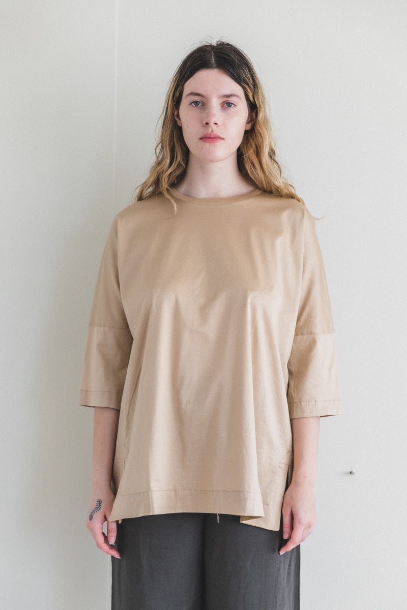 CAMISOLE TEE SHIRT IN BEIGE COTTON JERSEY