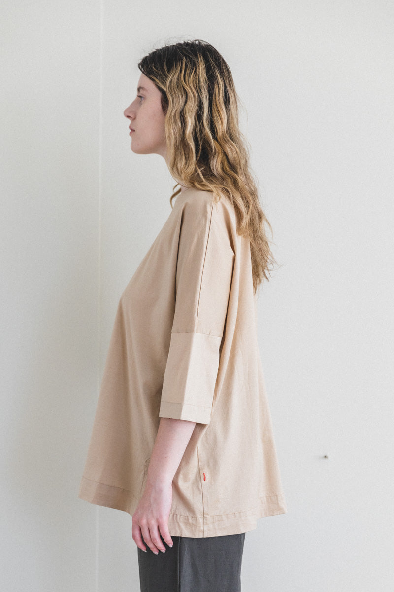 CAMISOLE TEE SHIRT IN BEIGE COTTON JERSEY