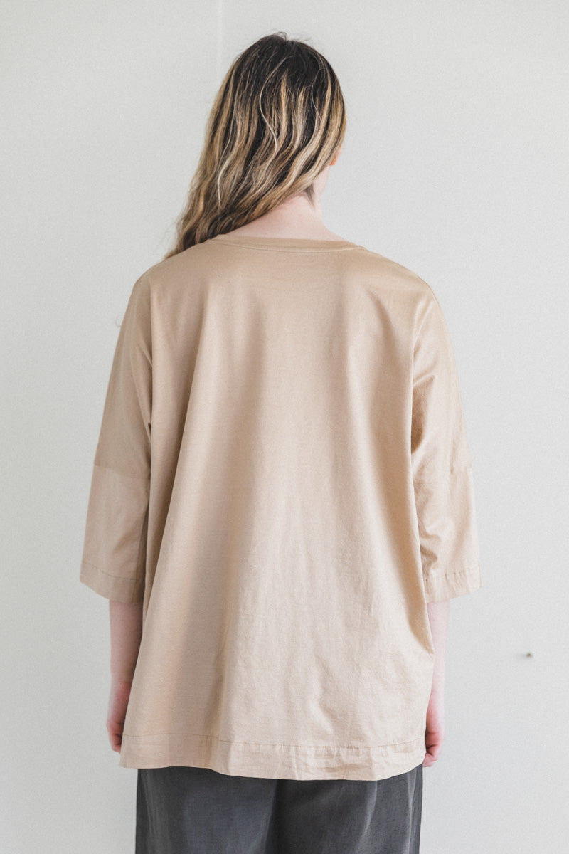 CAMISOLE TEE SHIRT IN BEIGE COTTON JERSEY