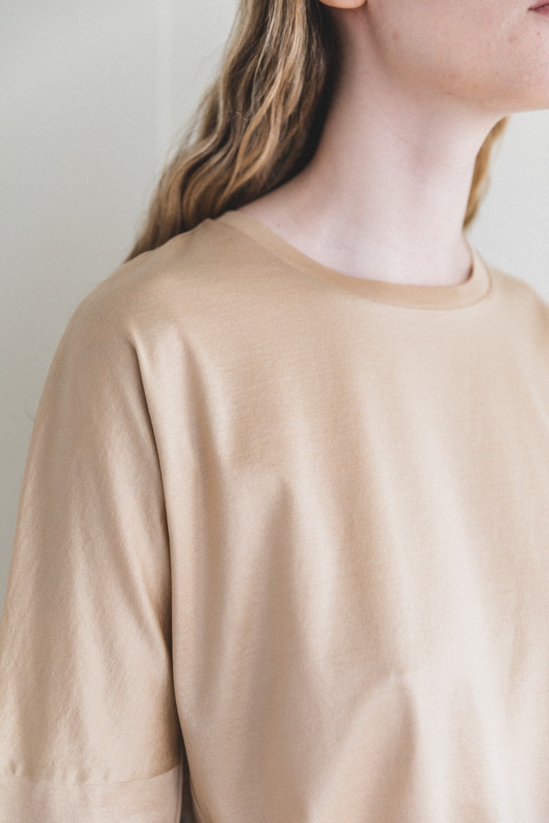 CAMISOLE TEE SHIRT IN BEIGE COTTON JERSEY