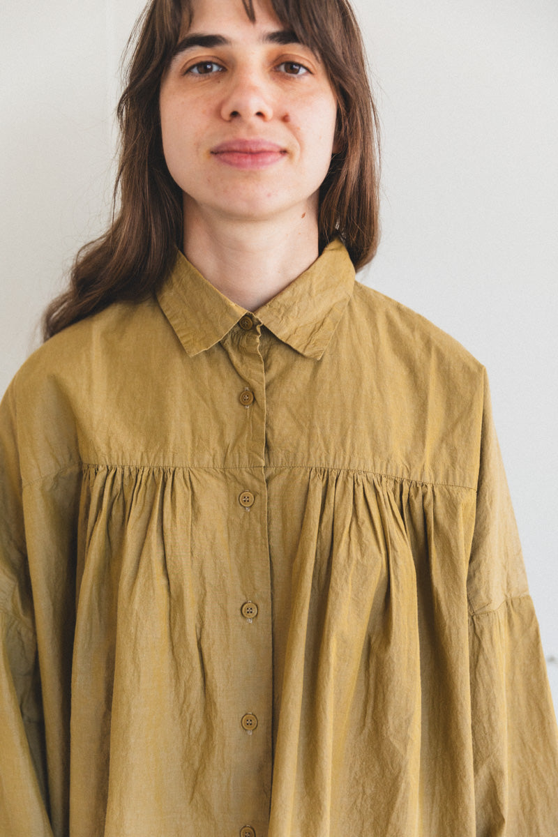 SQUARE FRONCE SHIRT IN OCRE LIGHT PAPER