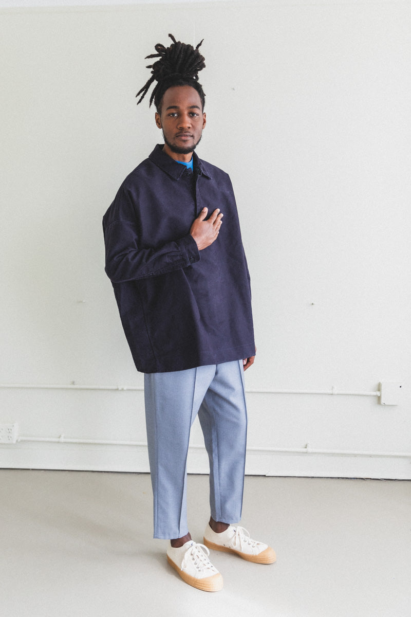 TEDY TOP IN DARK NAVY MOLESKIN