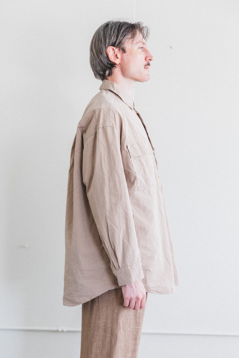 VOLUME SHIRT IN LIGHT BEIGE PAPER COT