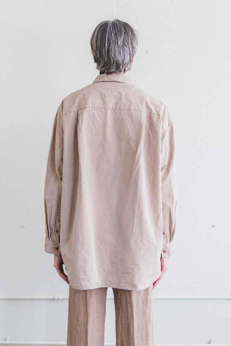 VOLUME SHIRT IN LIGHT BEIGE PAPER COT