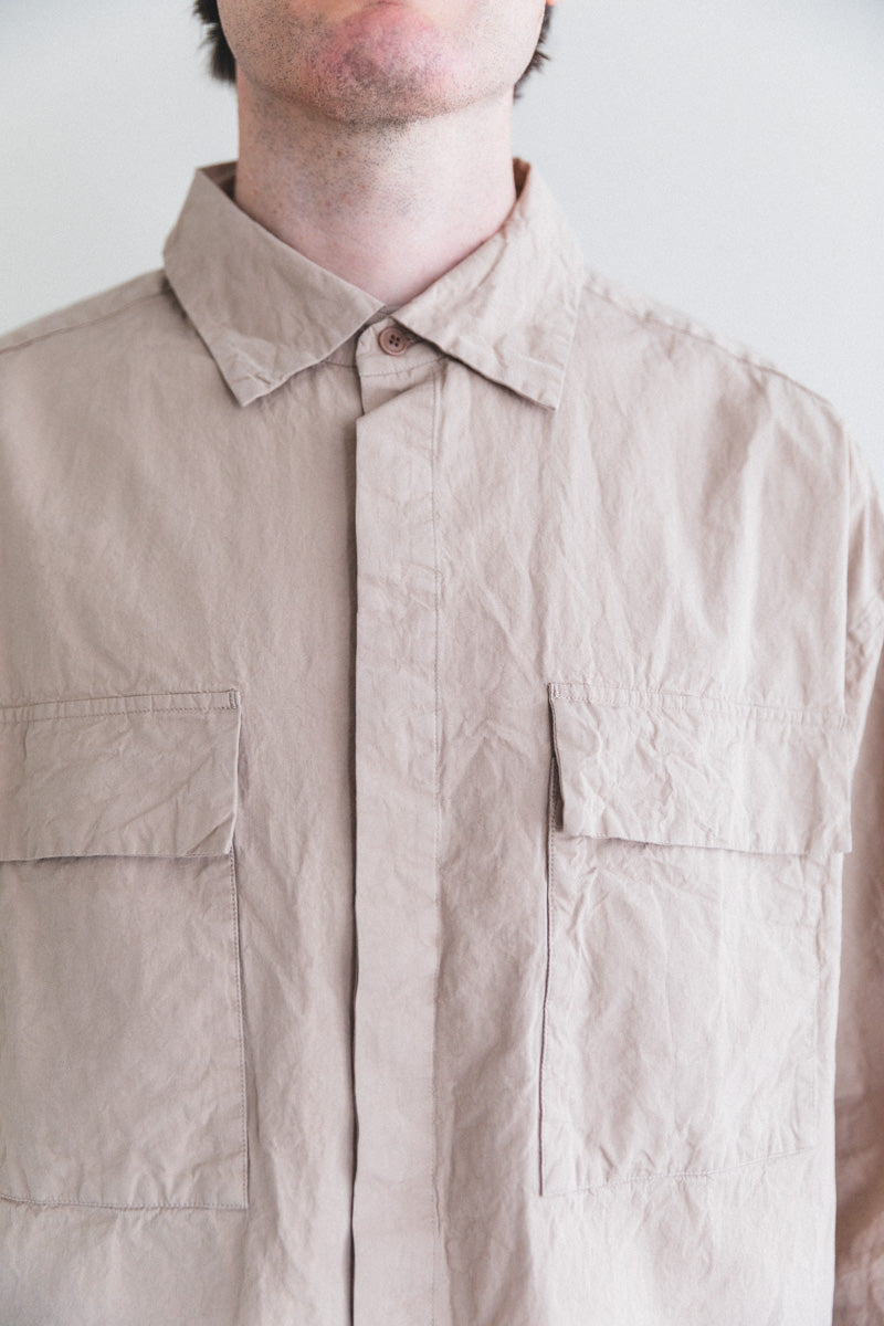 VOLUME SHIRT IN LIGHT BEIGE PAPER COT