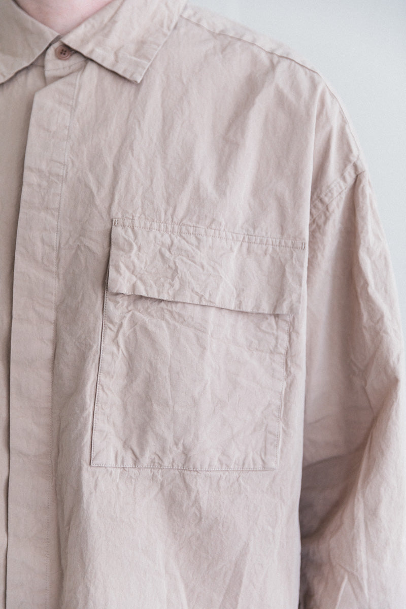 VOLUME SHIRT IN LIGHT BEIGE PAPER COT