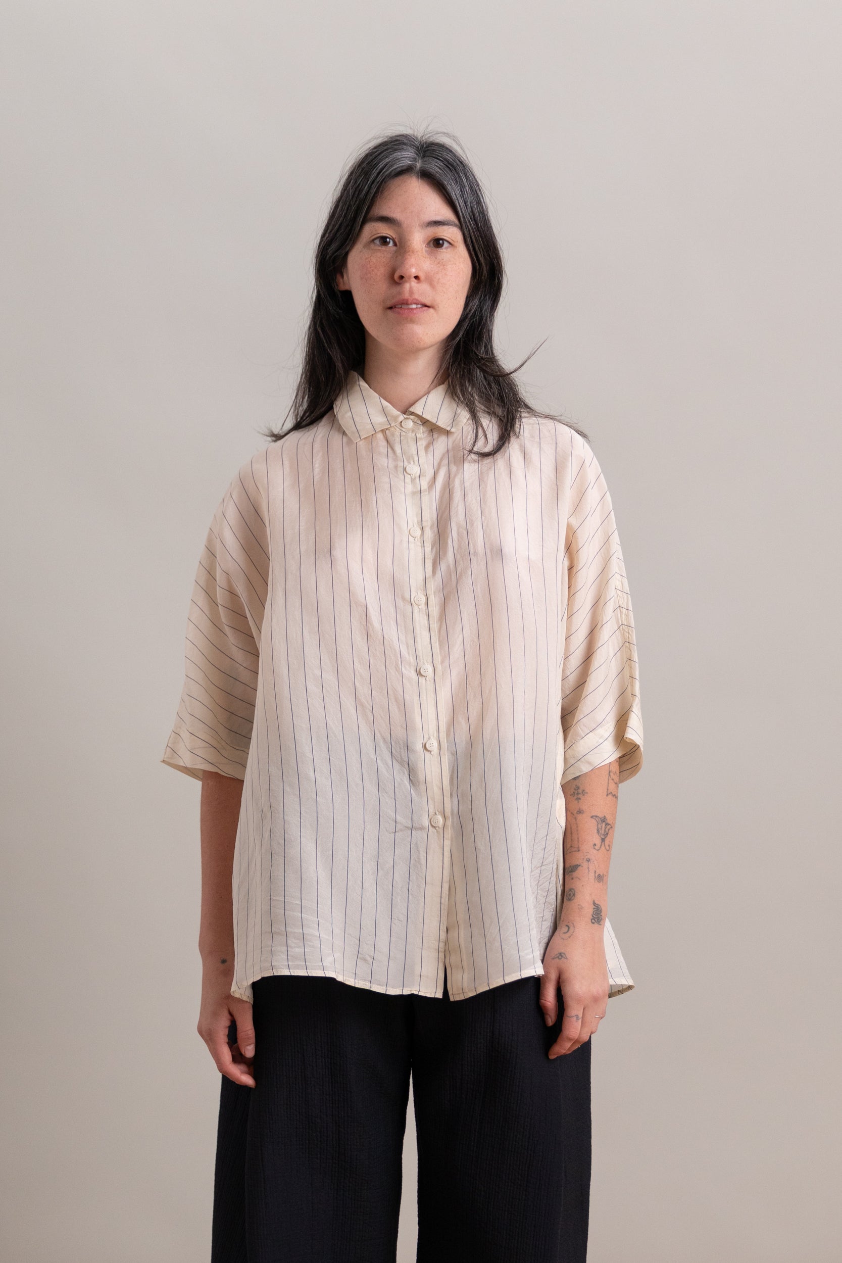 WAGA SHIRT IN TAFFETA SILK STRIPE