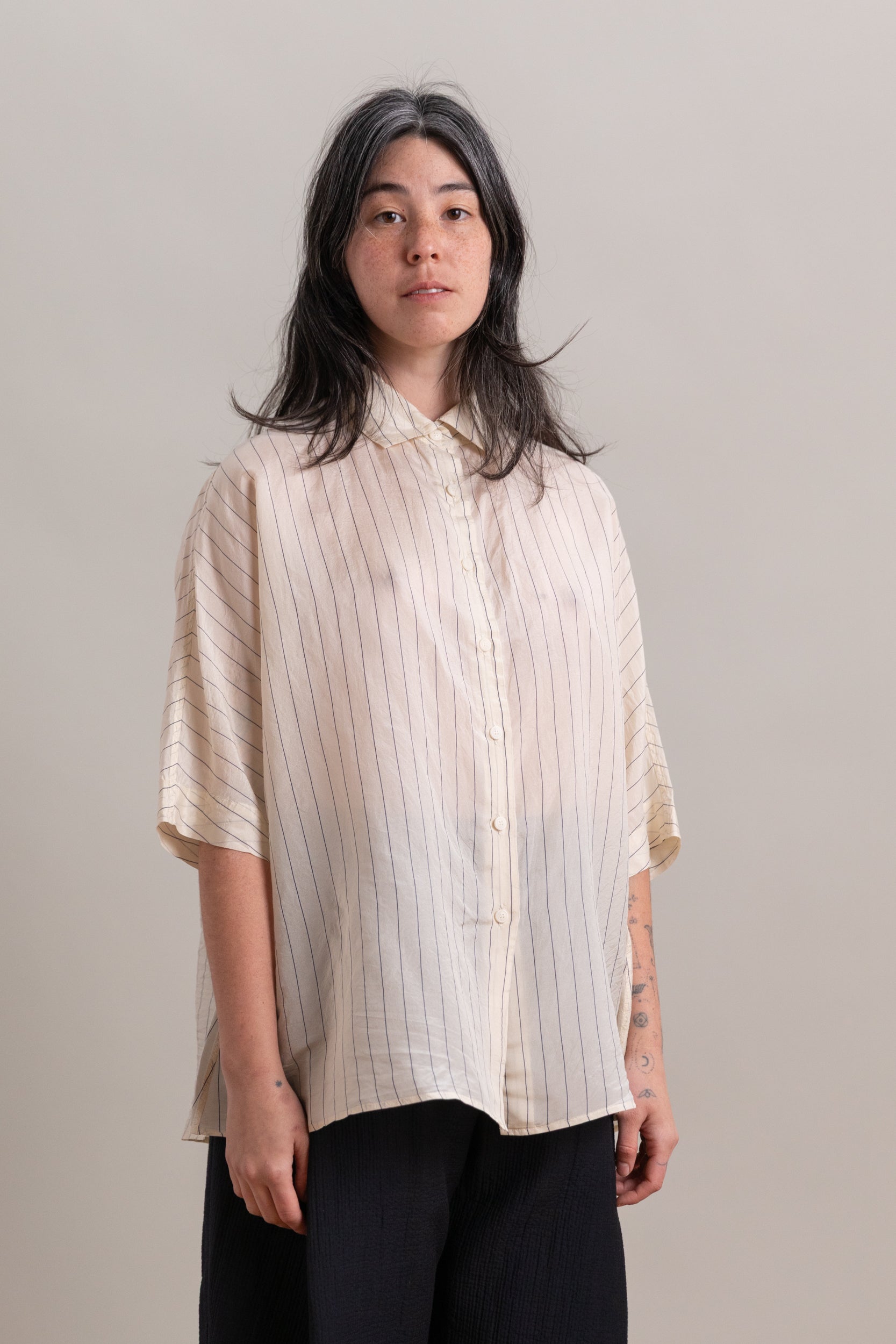WAGA SHIRT IN TAFFETA SILK STRIPE