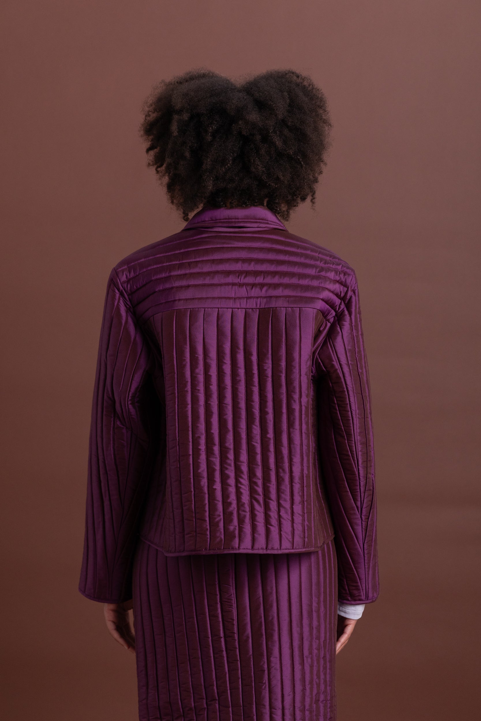 ADA JACKET IN PLUM QUILTED SILK
