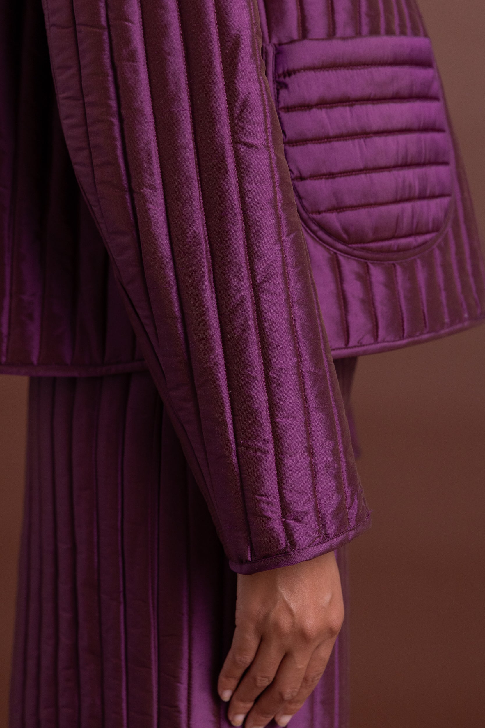 ADA JACKET IN PLUM QUILTED SILK