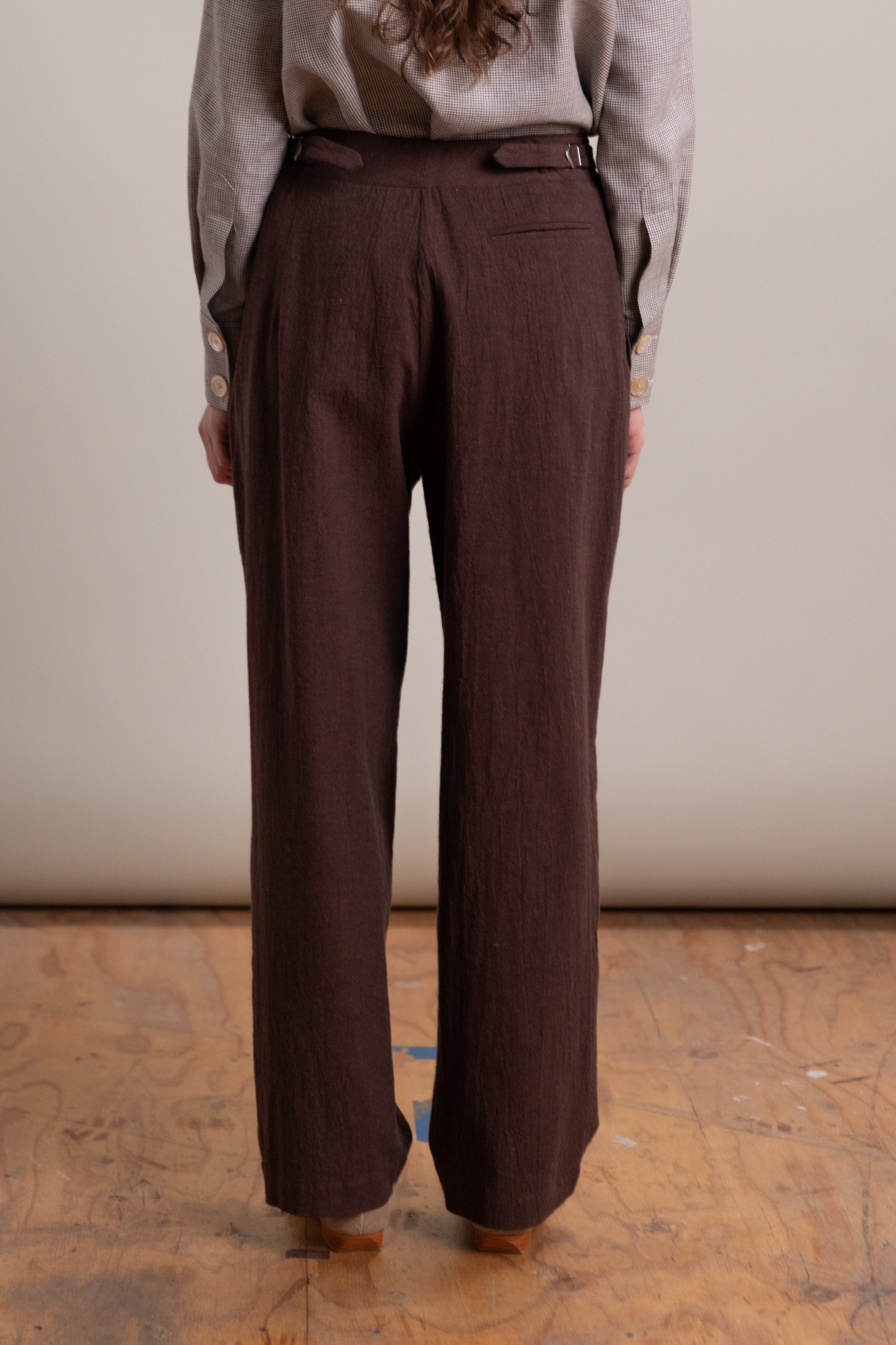ENYA TROUSER IN FOG PURPLE HIGH TWISTED COTTON POPLIN