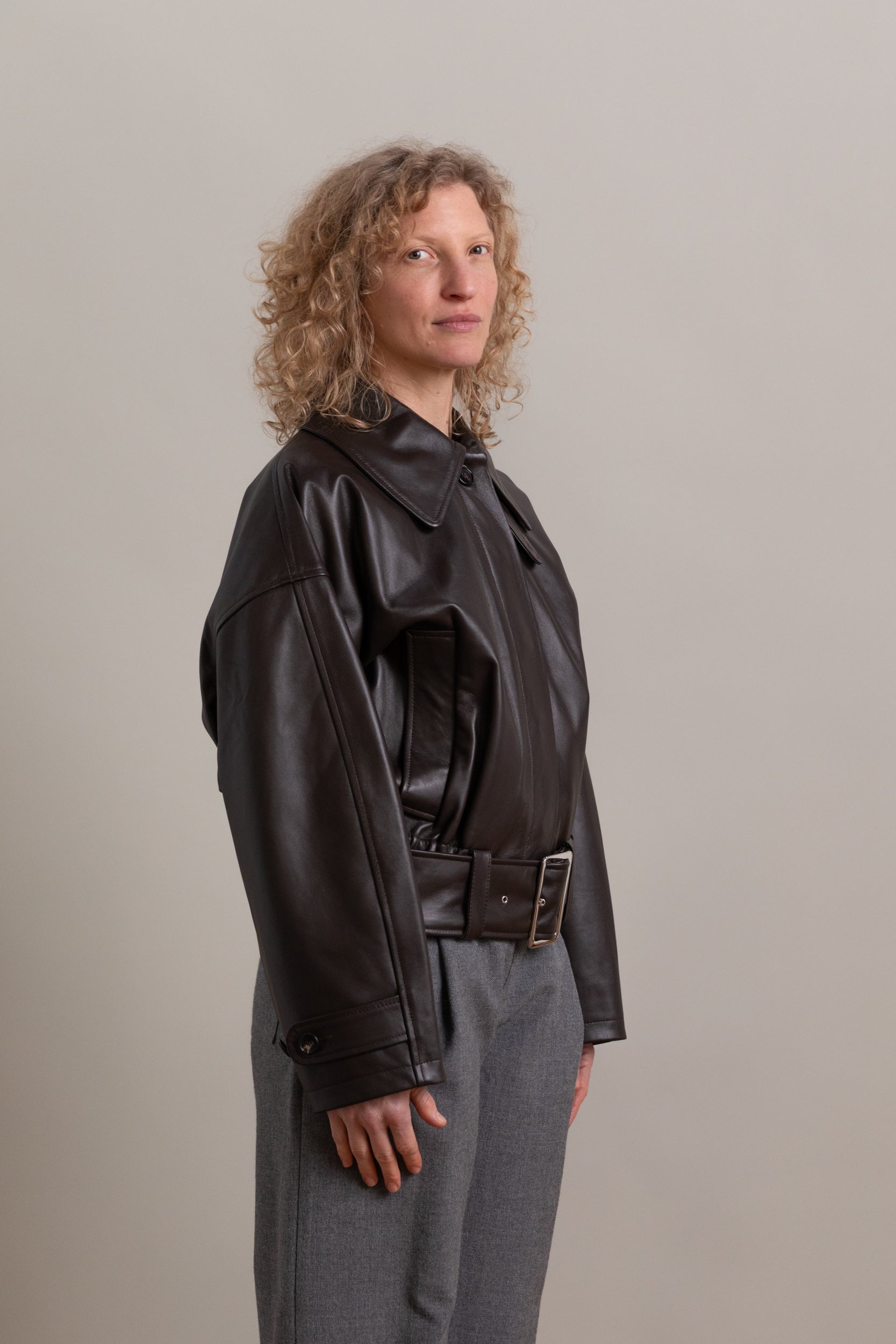 NARA JACKET IN CHOCOLATE NAPA LEATHER