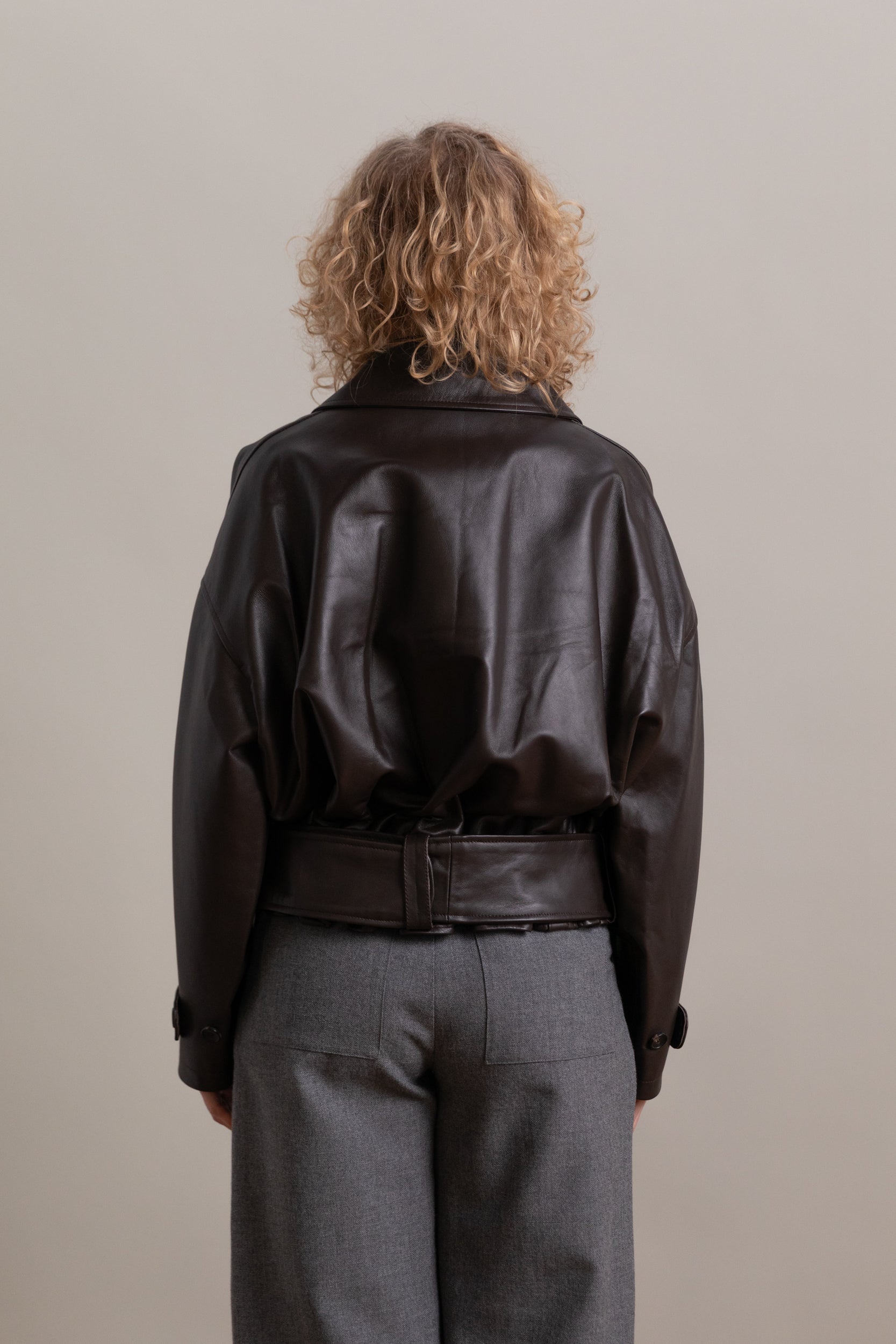NARA JACKET IN CHOCOLATE NAPA LEATHER