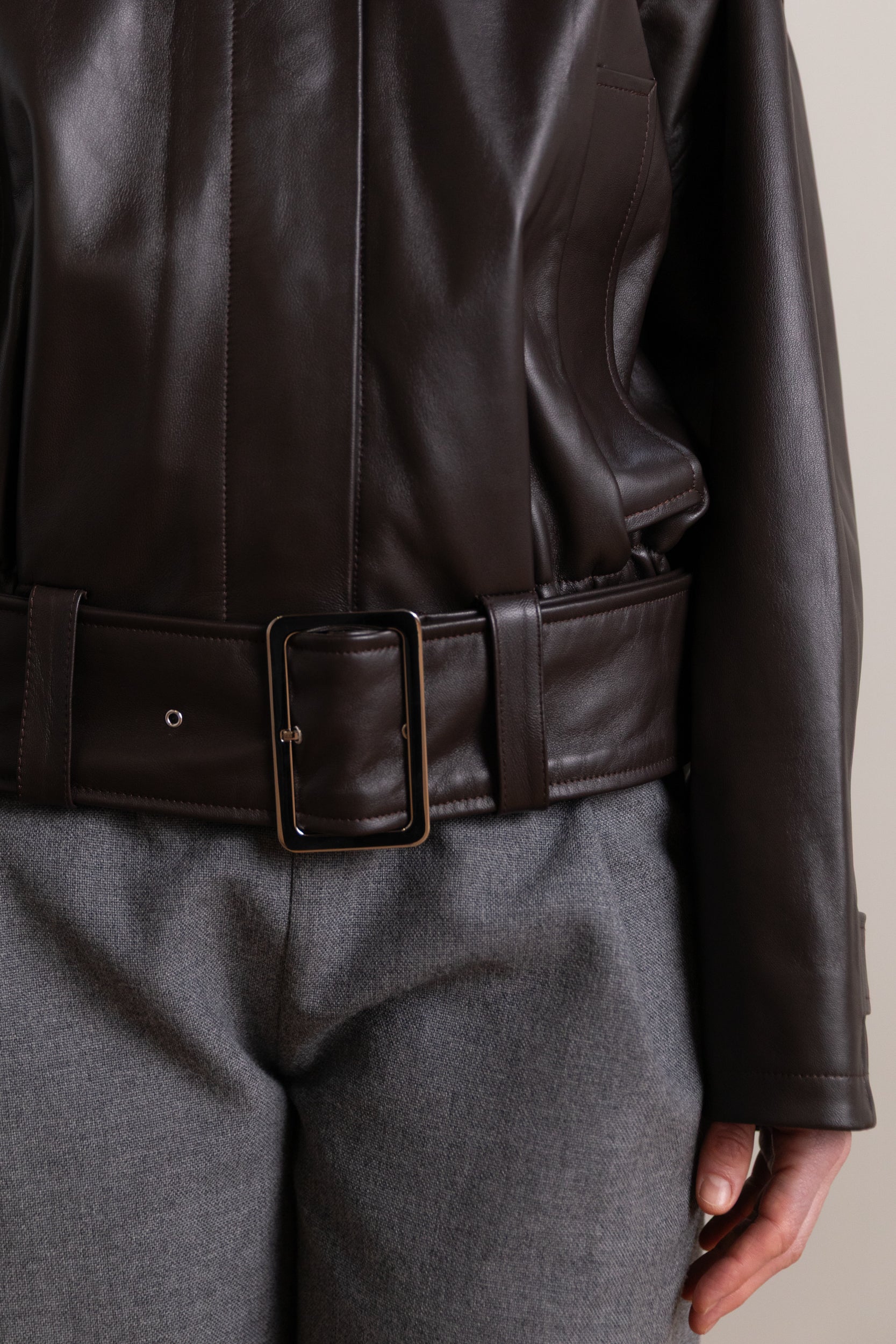 NARA JACKET IN CHOCOLATE NAPA LEATHER