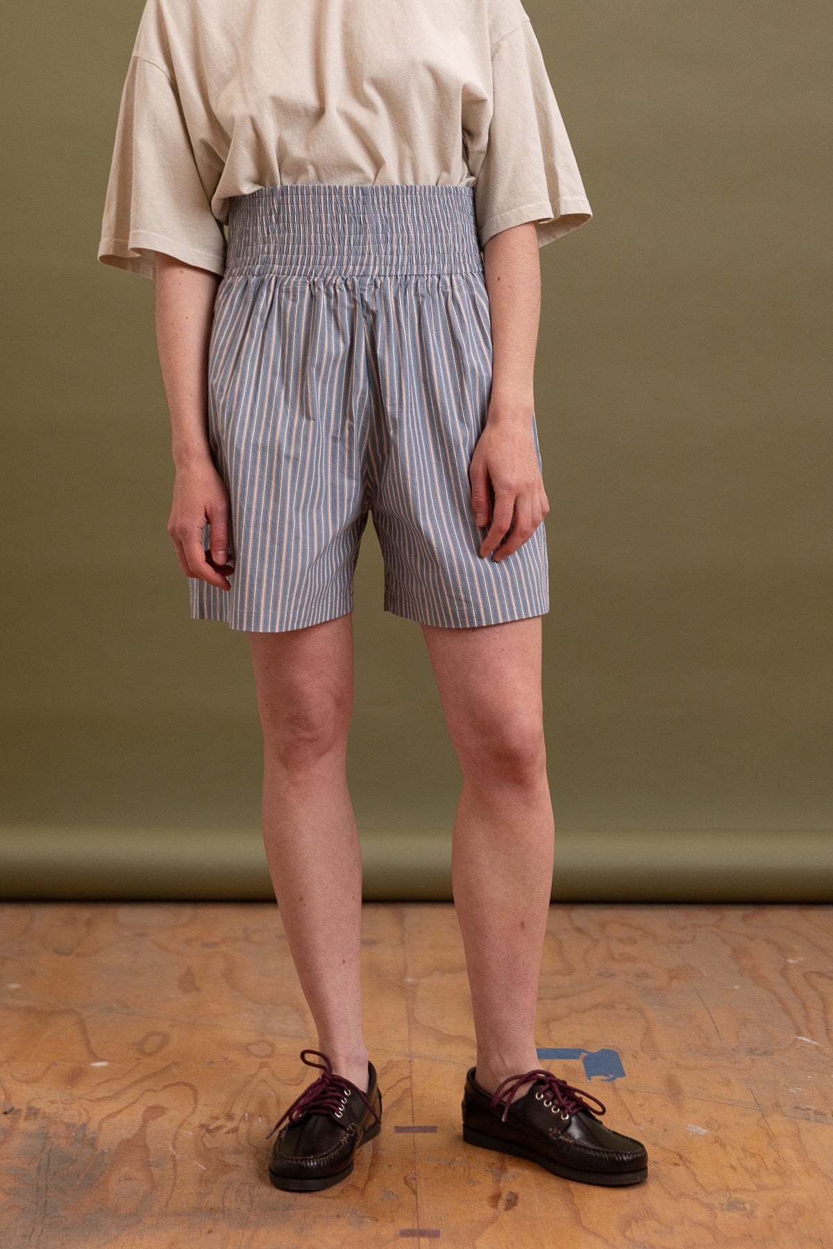 BONNIE BOXER SHORT IN BLUE/BROWN STRIPE