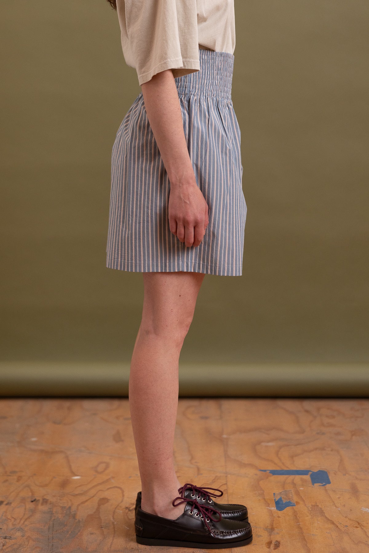 BONNIE BOXER SHORT IN BLUE/BROWN STRIPE