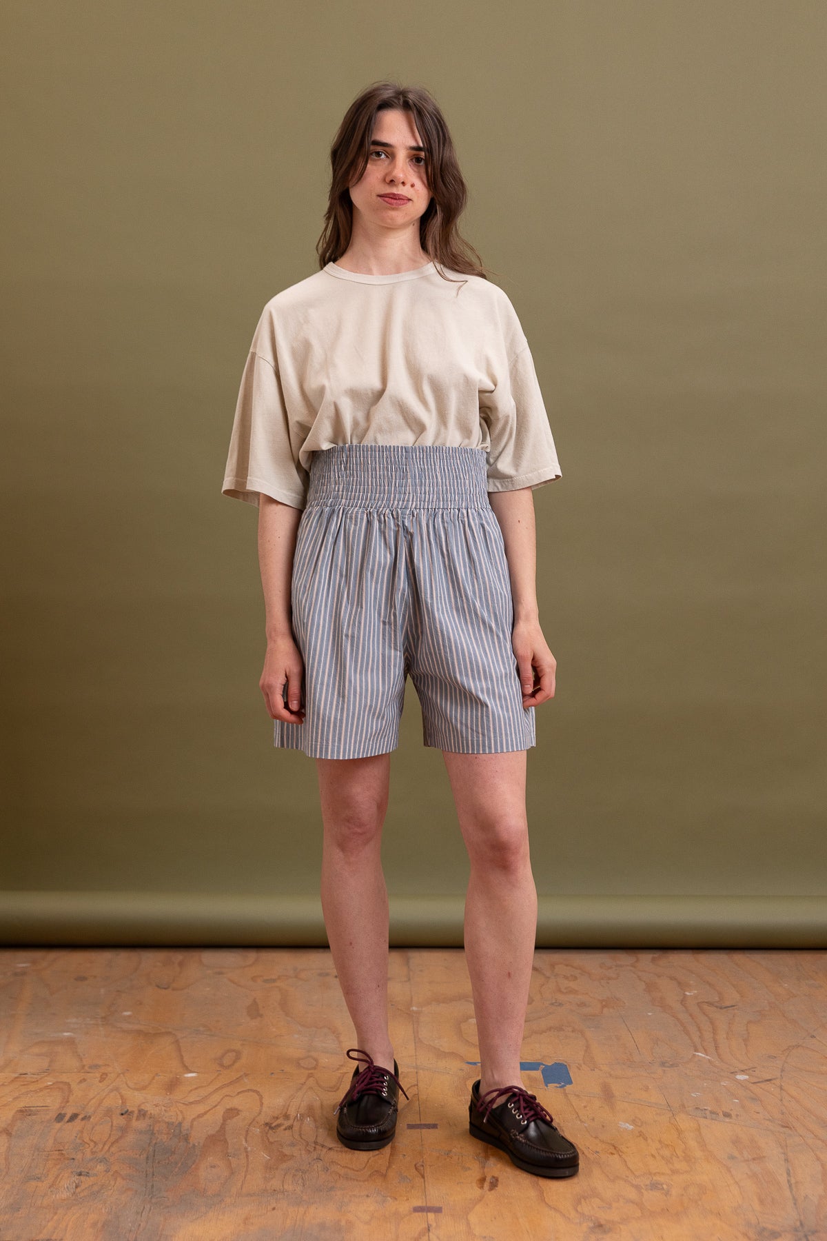 BONNIE BOXER SHORT IN BLUE/BROWN STRIPE