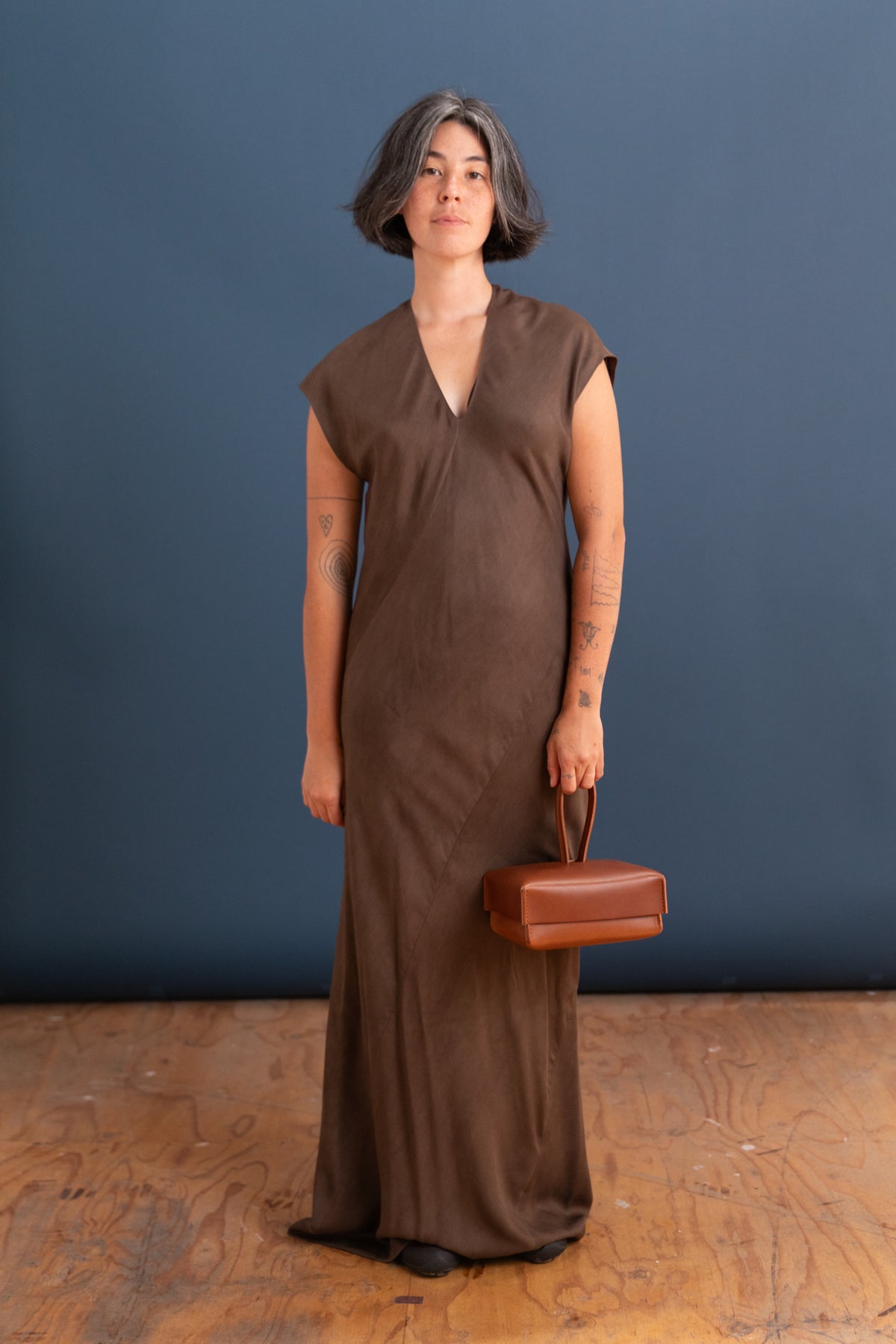 BOX BAG IN BROWN LEATHER