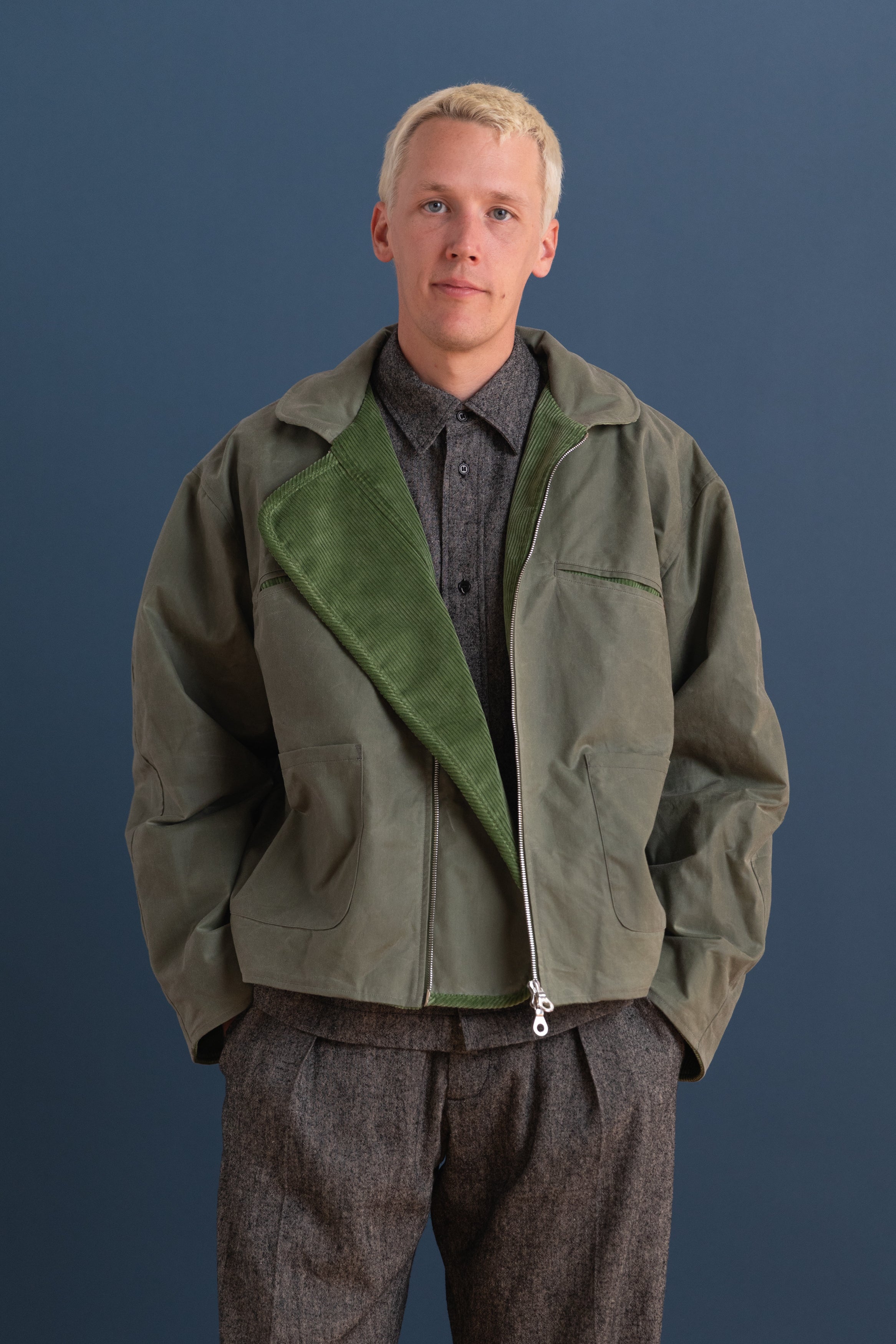 BRITISH WAXED COTTON FLYING JACKET IN SAGE