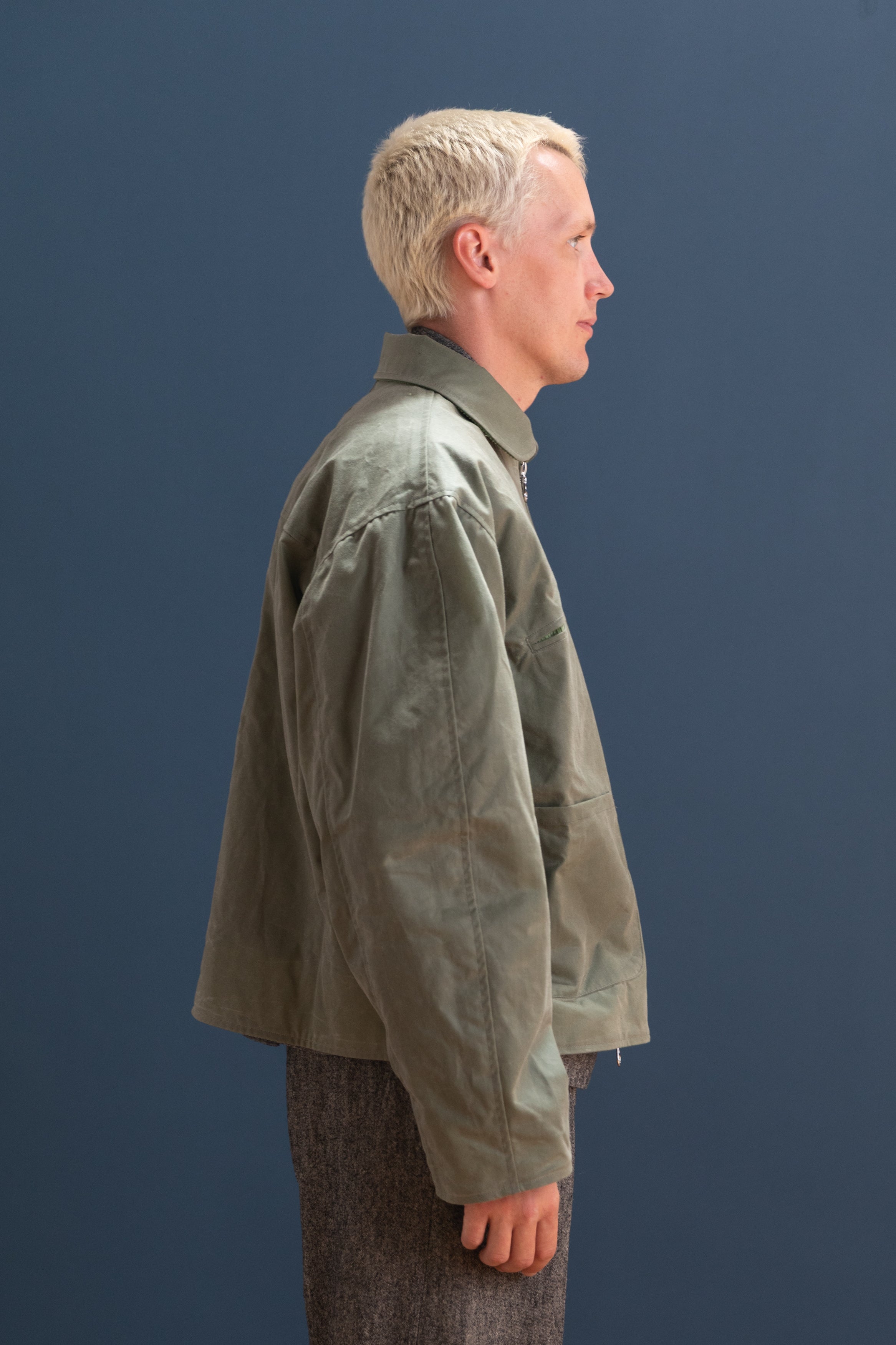 BRITISH WAXED COTTON FLYING JACKET IN SAGE