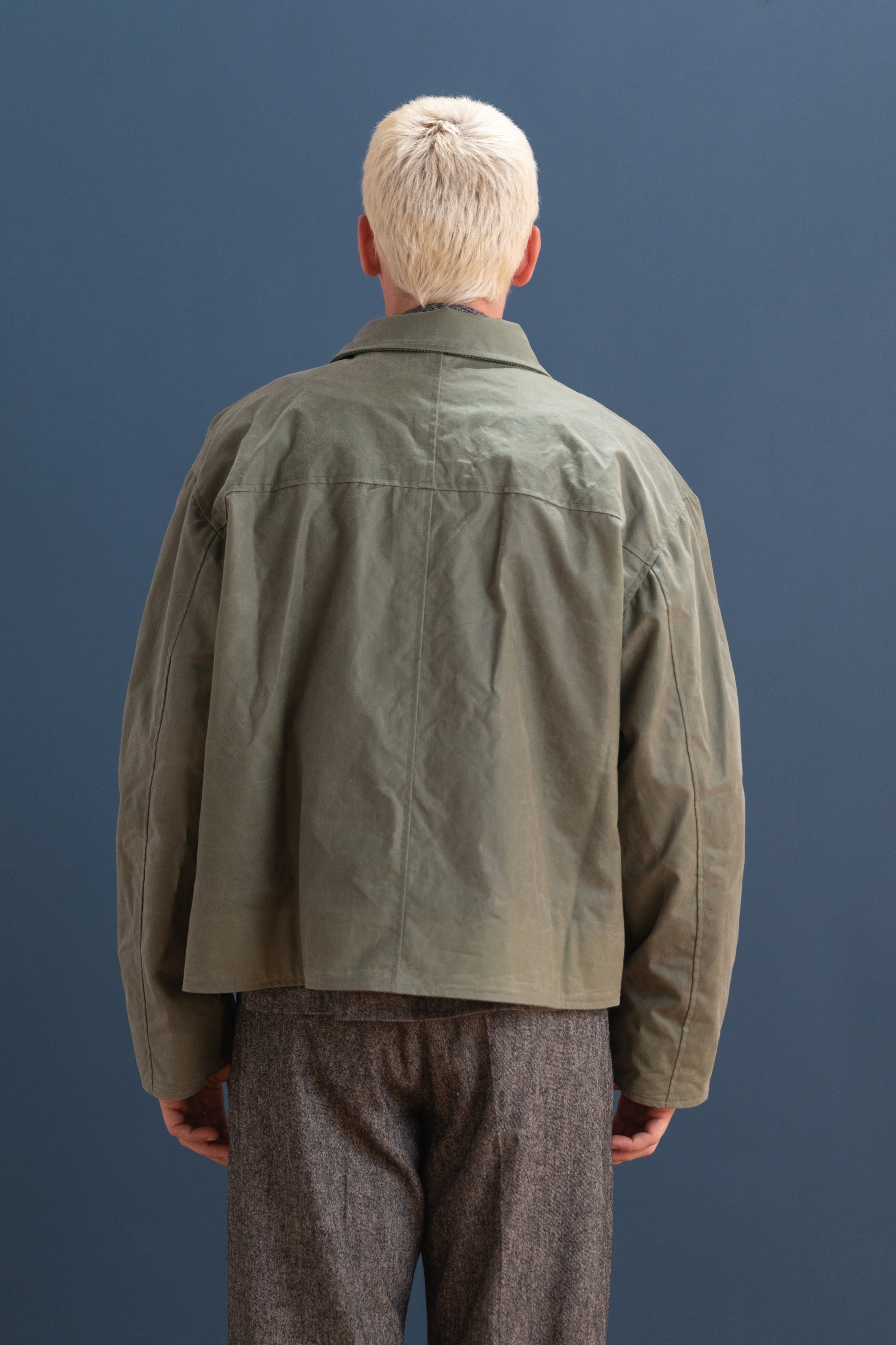 BRITISH WAXED COTTON FLYING JACKET IN SAGE