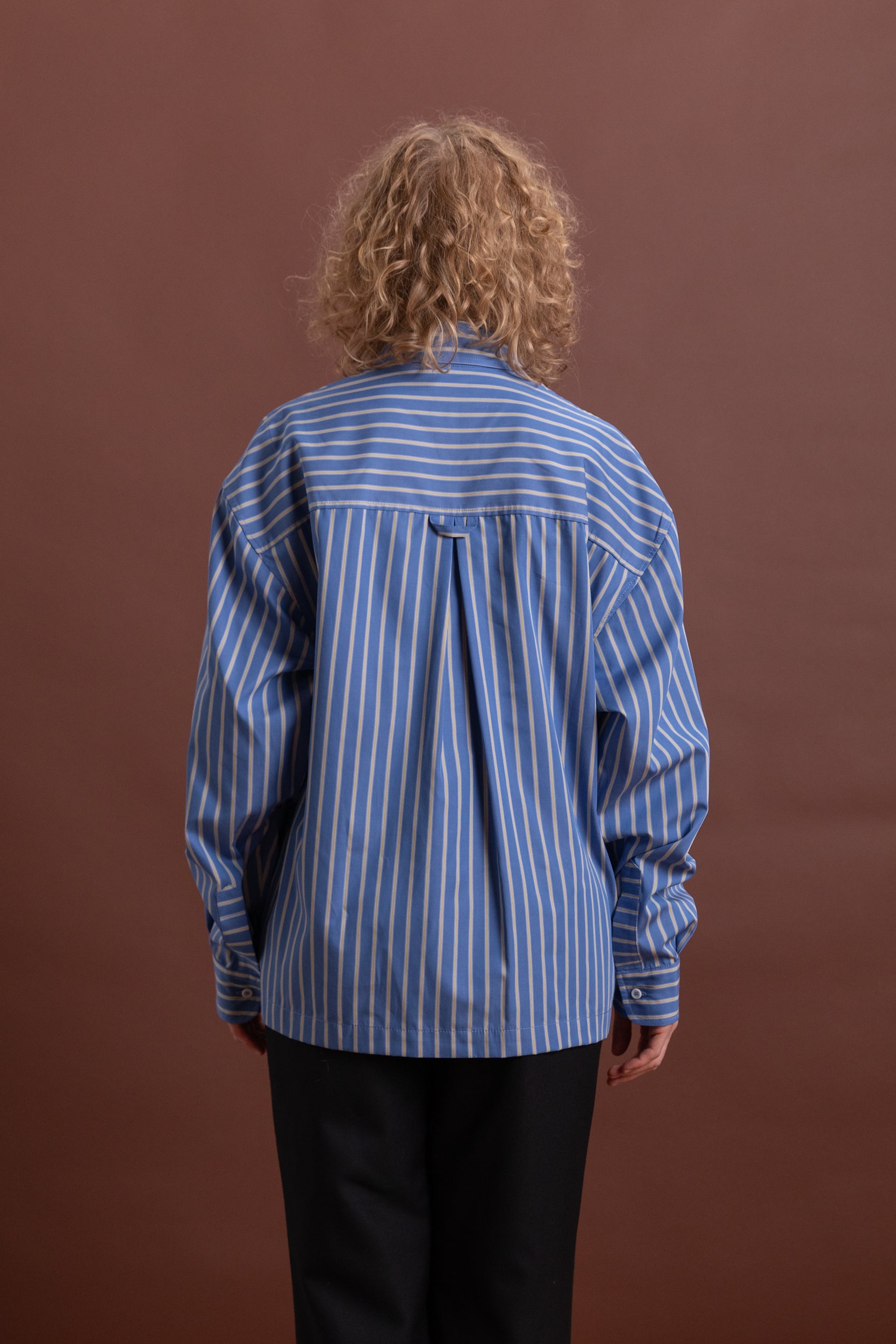 DENNIS SHIRT IN BLUE JAPANESE STRIPED SHIRTING
