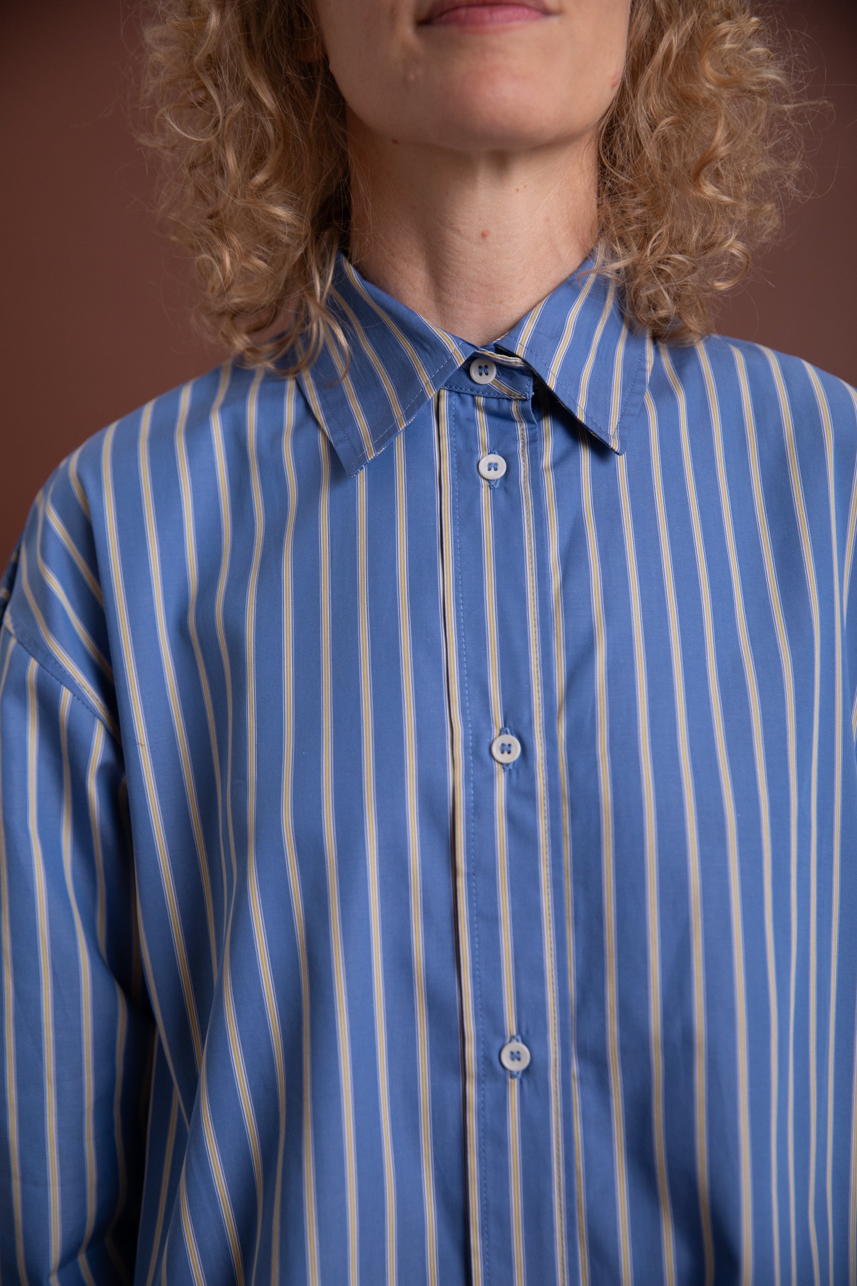 DENNIS SHIRT IN BLUE JAPANESE STRIPED SHIRTING