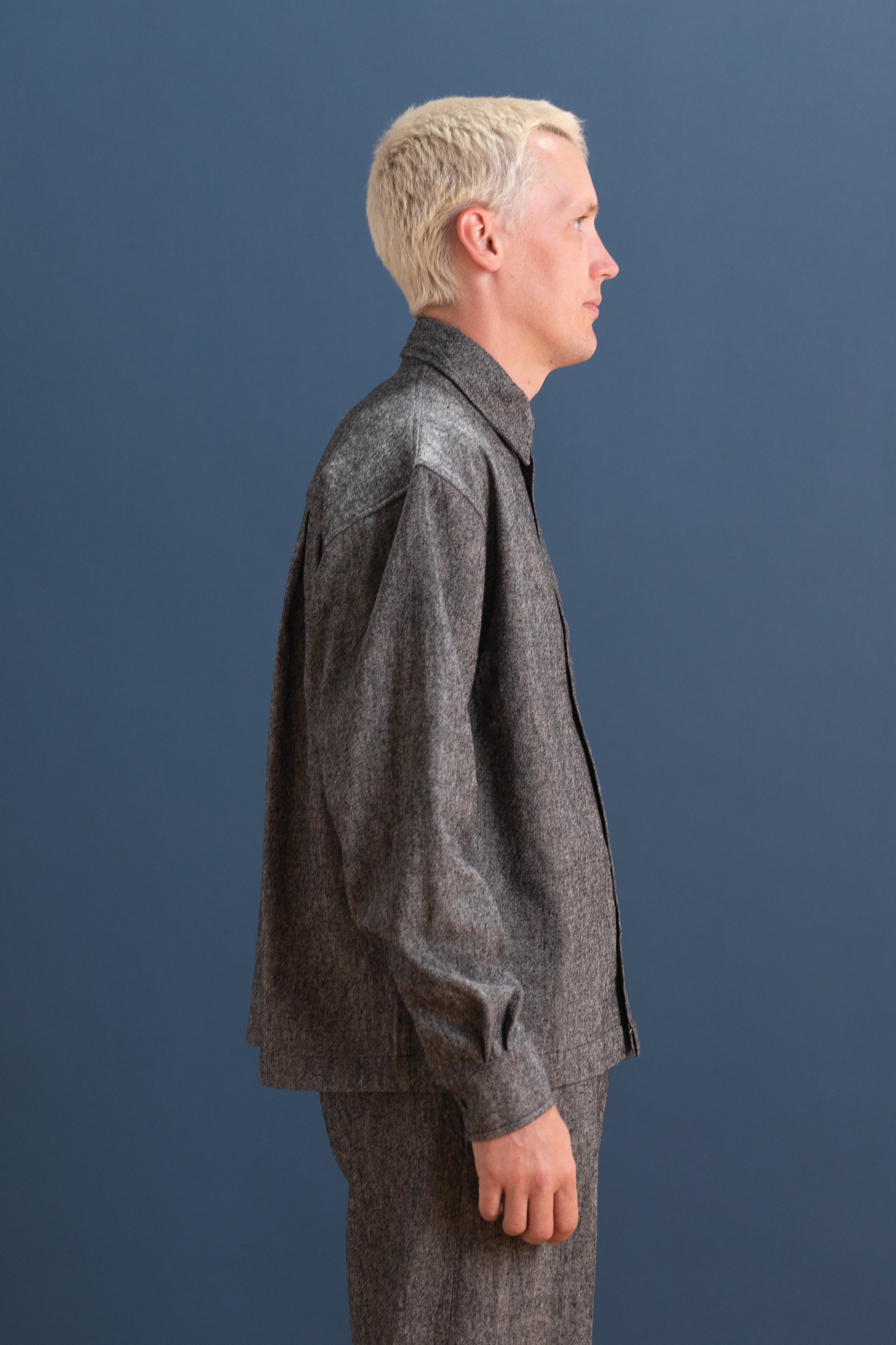 DENNIS SHIRT IN SPECKLED BLACK JAPANESE FLAX/SILK