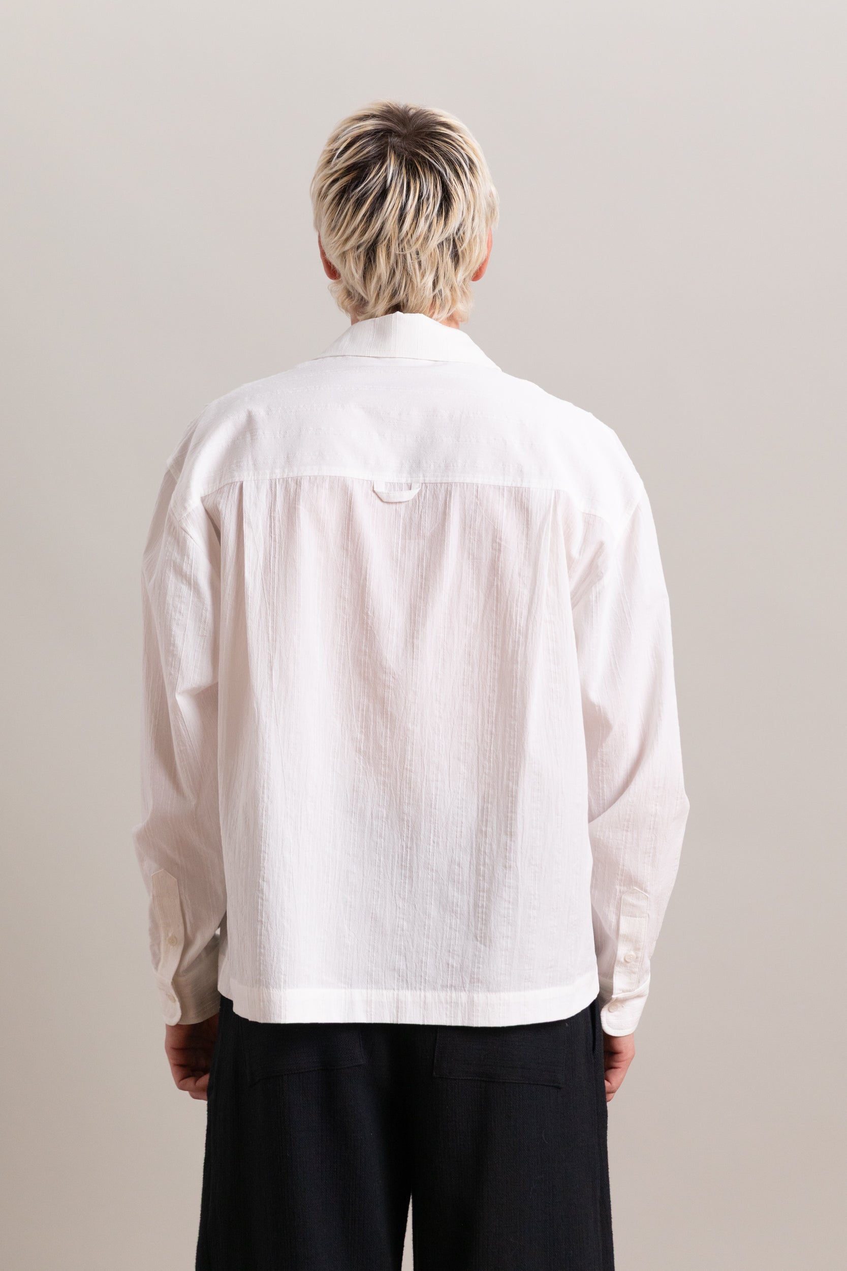 DENNIS SHIRT IN WHITE JAPANESE DOBBY CHAMBRAY COTTON
