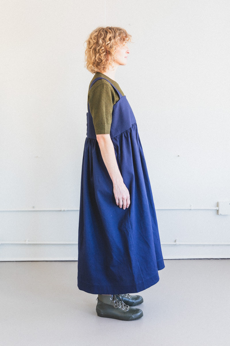 ELBA DRESS IN NAVY RAISED STRIPE COTTON