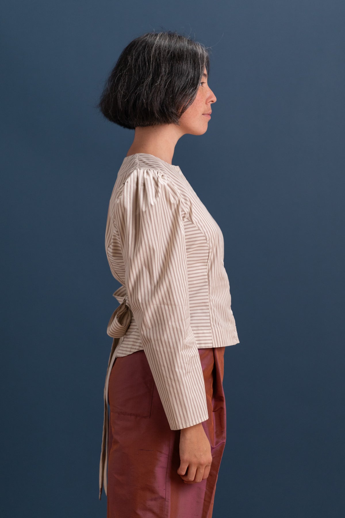 ELIZA PUFF SLEEVE SHIRT IN JAPANESE STRIPED COTTON
