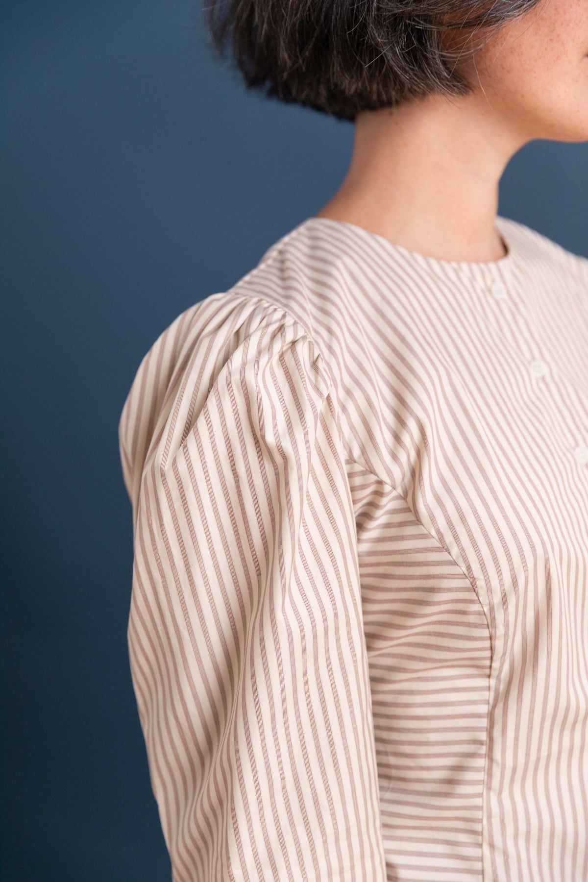 ELIZA PUFF SLEEVE SHIRT IN JAPANESE STRIPED COTTON