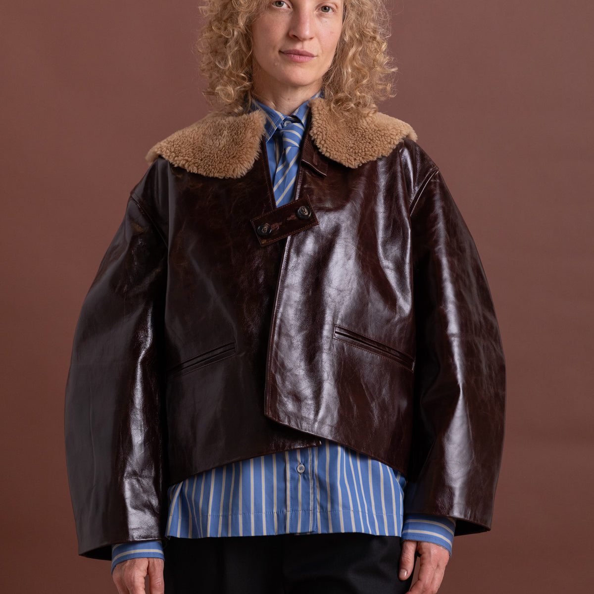 ELLIE JACKET IN CANADA BROWN LEATHER