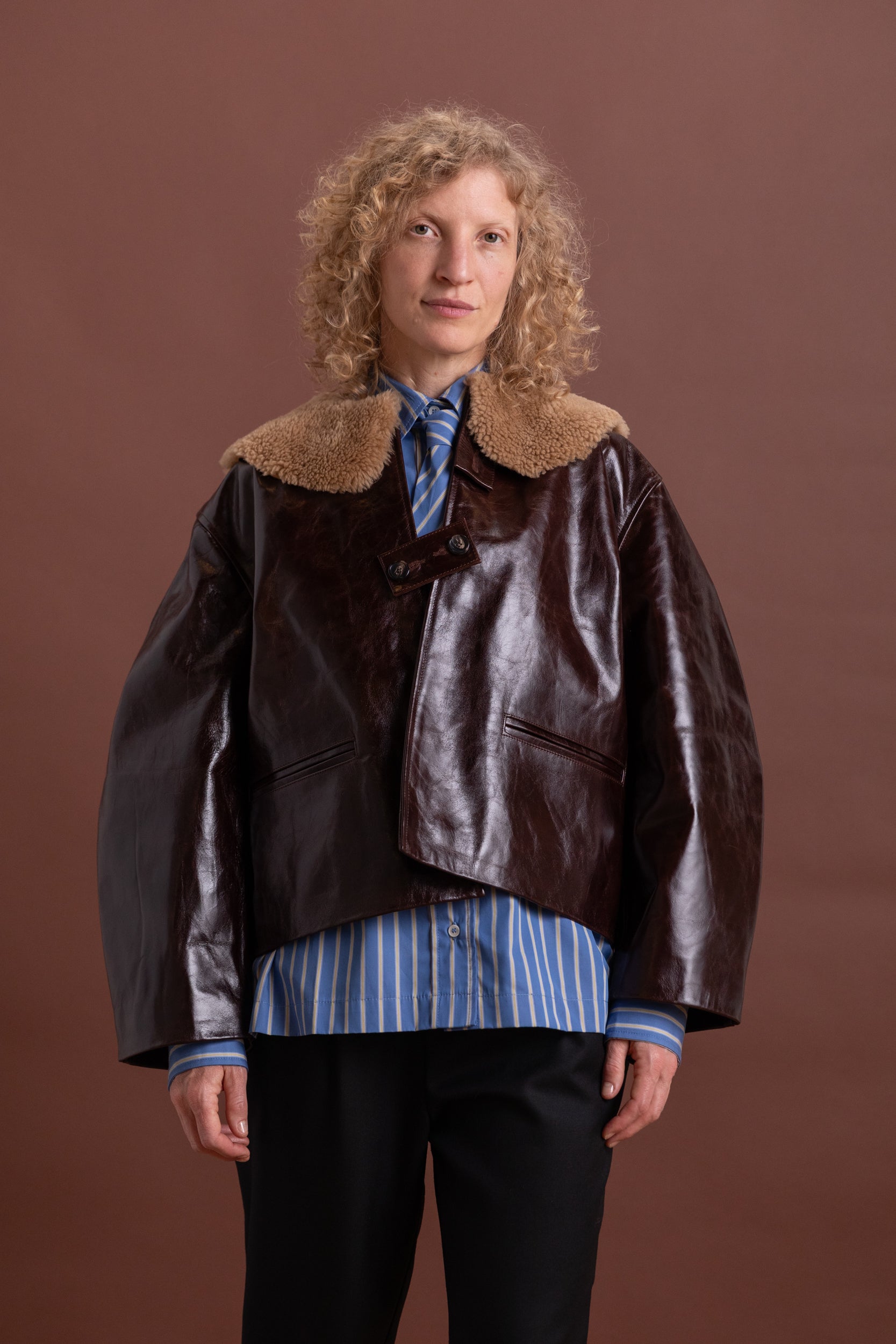 ELLIE JACKET IN CANADA BROWN LEATHER