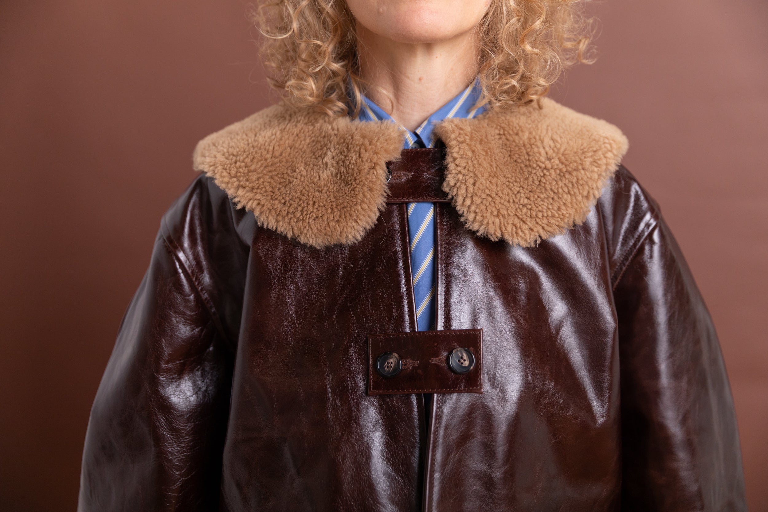 ELLIE JACKET IN CANADA BROWN LEATHER