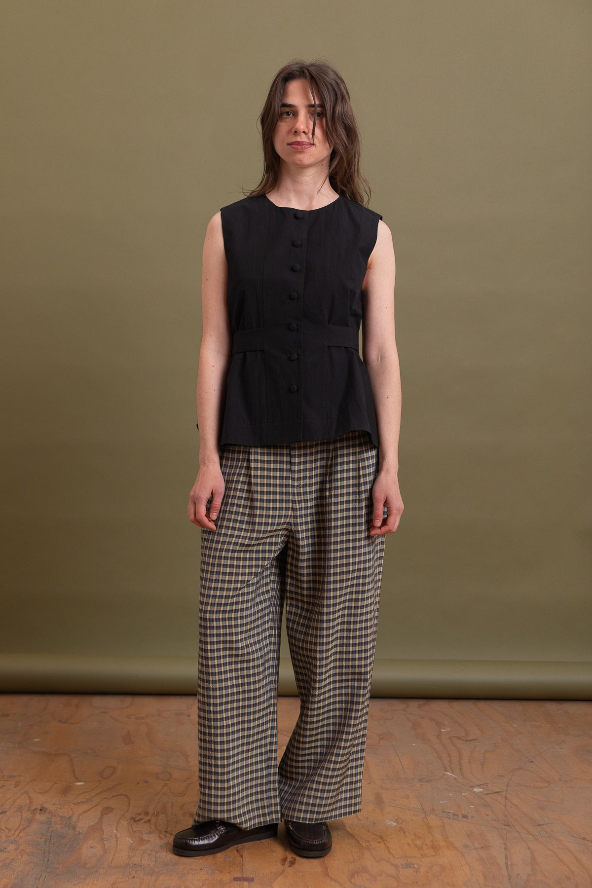 FLO WAISTCOAT IN BLACK JAPANESE COTTON