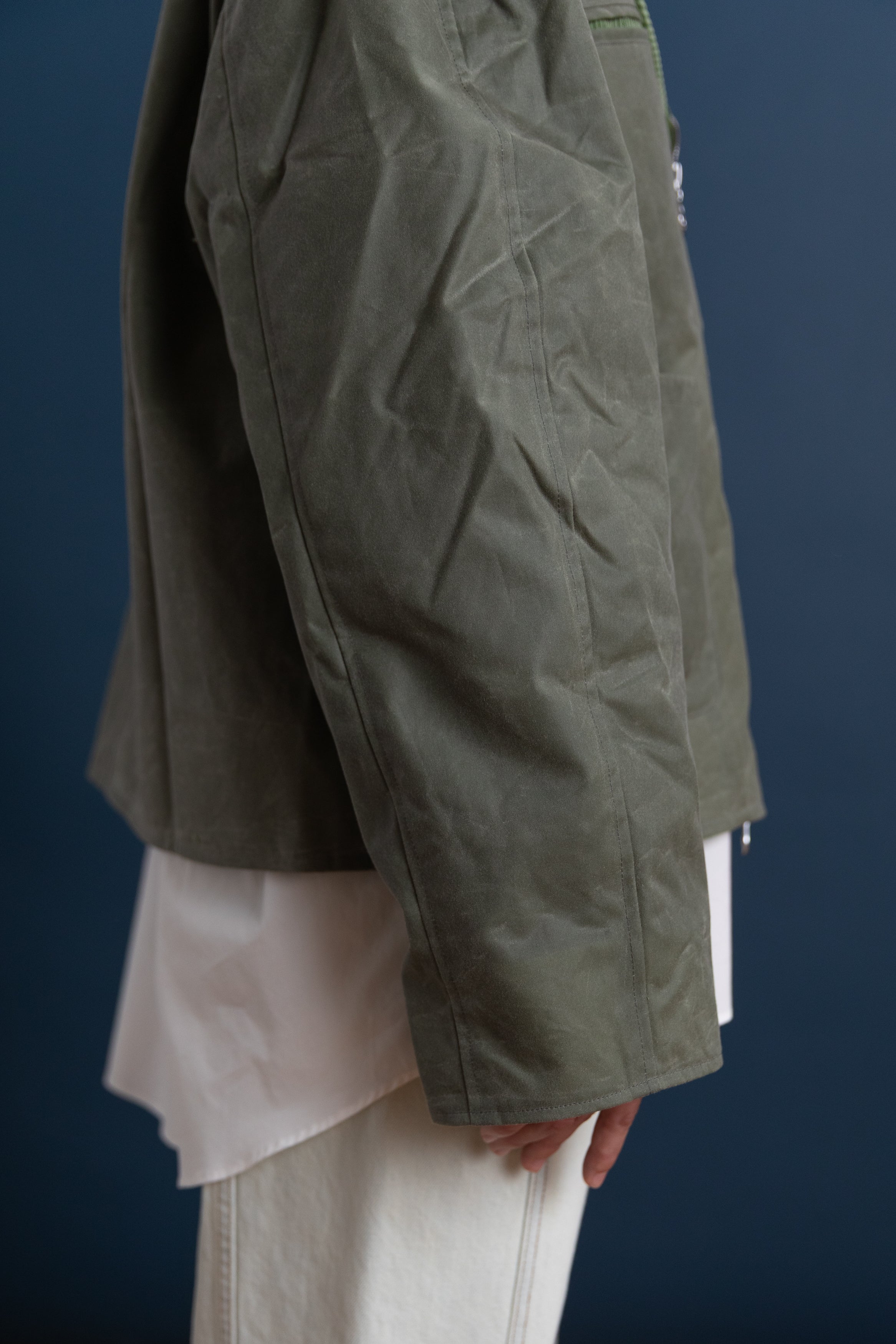 BRITISH WAXED COTTON FLYING JACKET IN SAGE