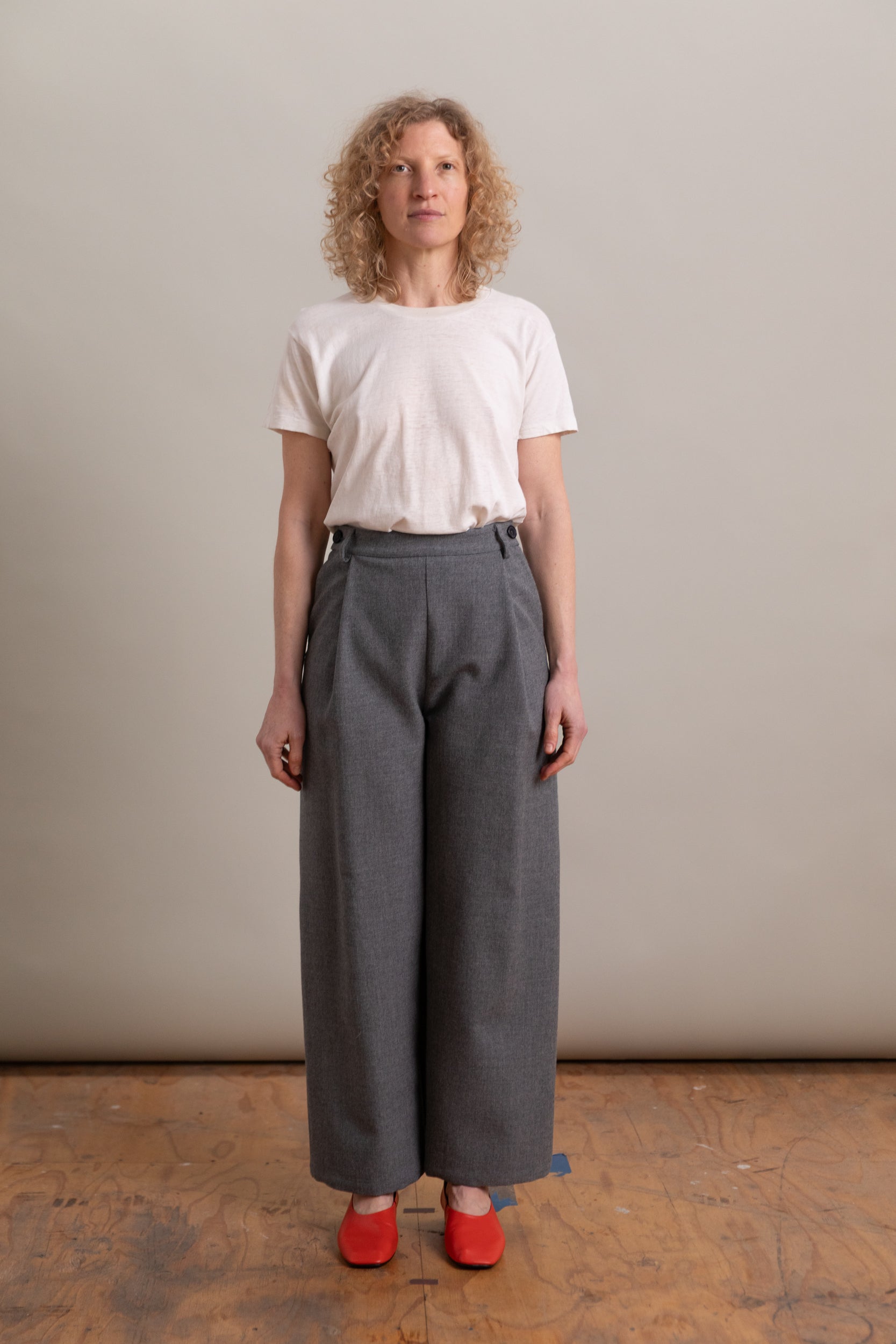 GEORGIA TROUSER IN LIGHT GREY BRITISH WOOL