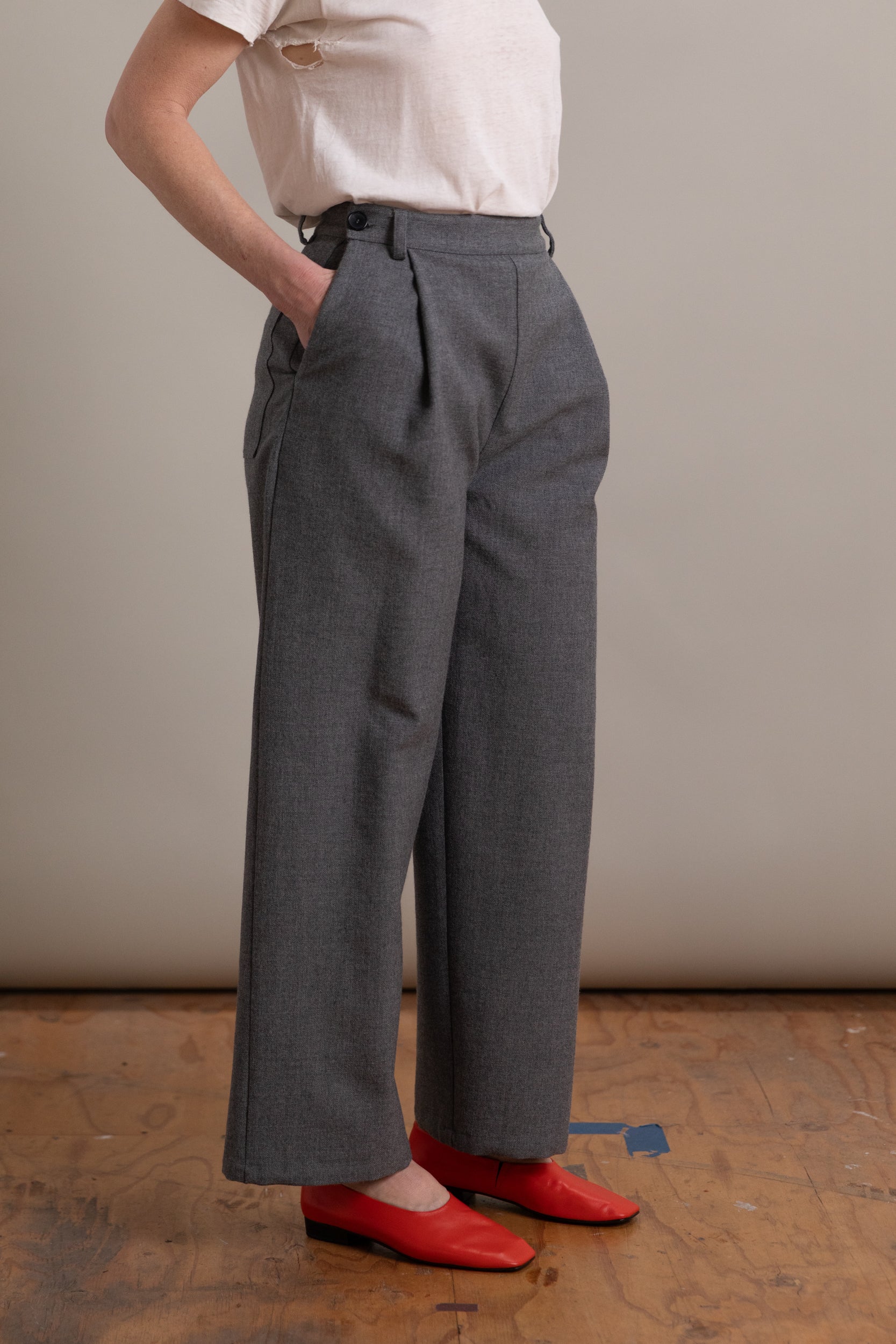 GEORGIA TROUSER IN LIGHT GREY BRITISH WOOL