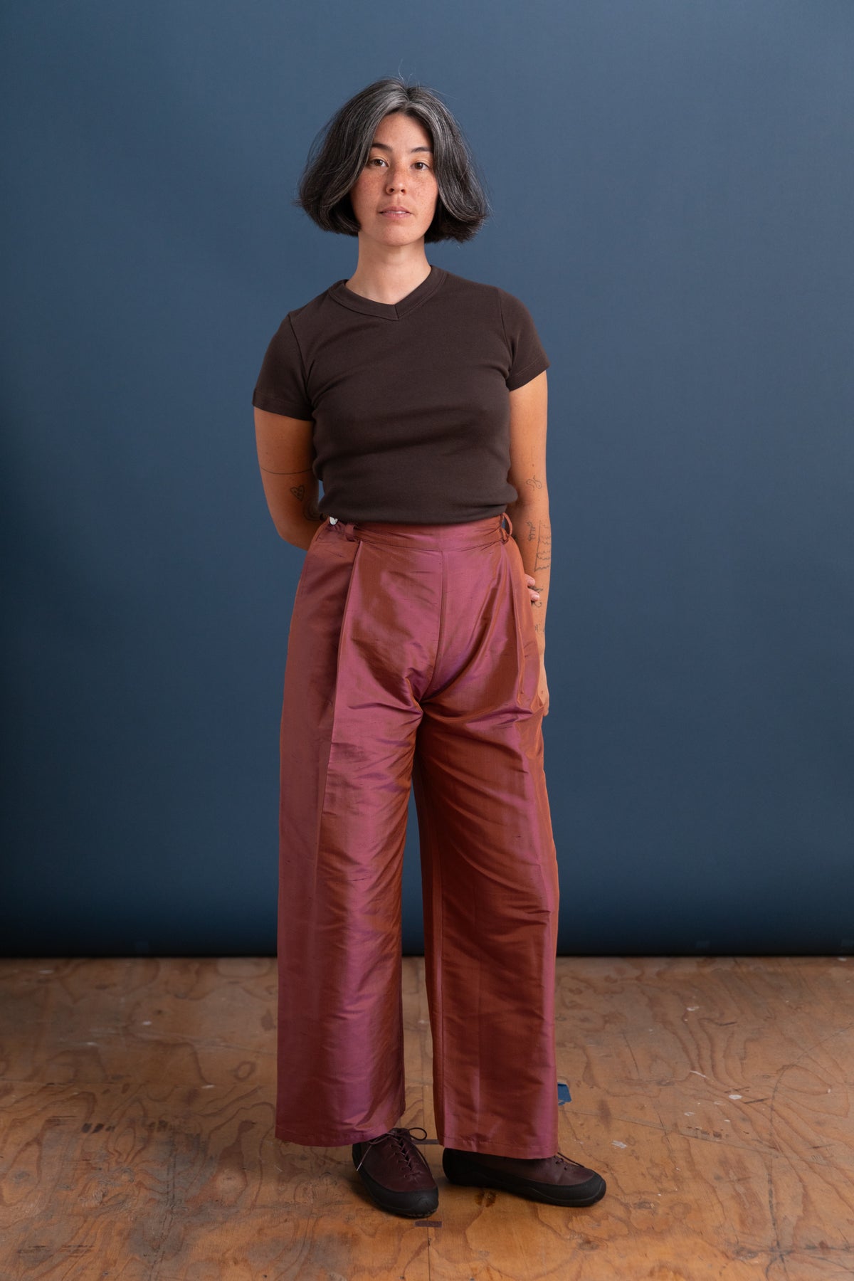 GEORGIA TROUSER IN JAM SILK DUPION
