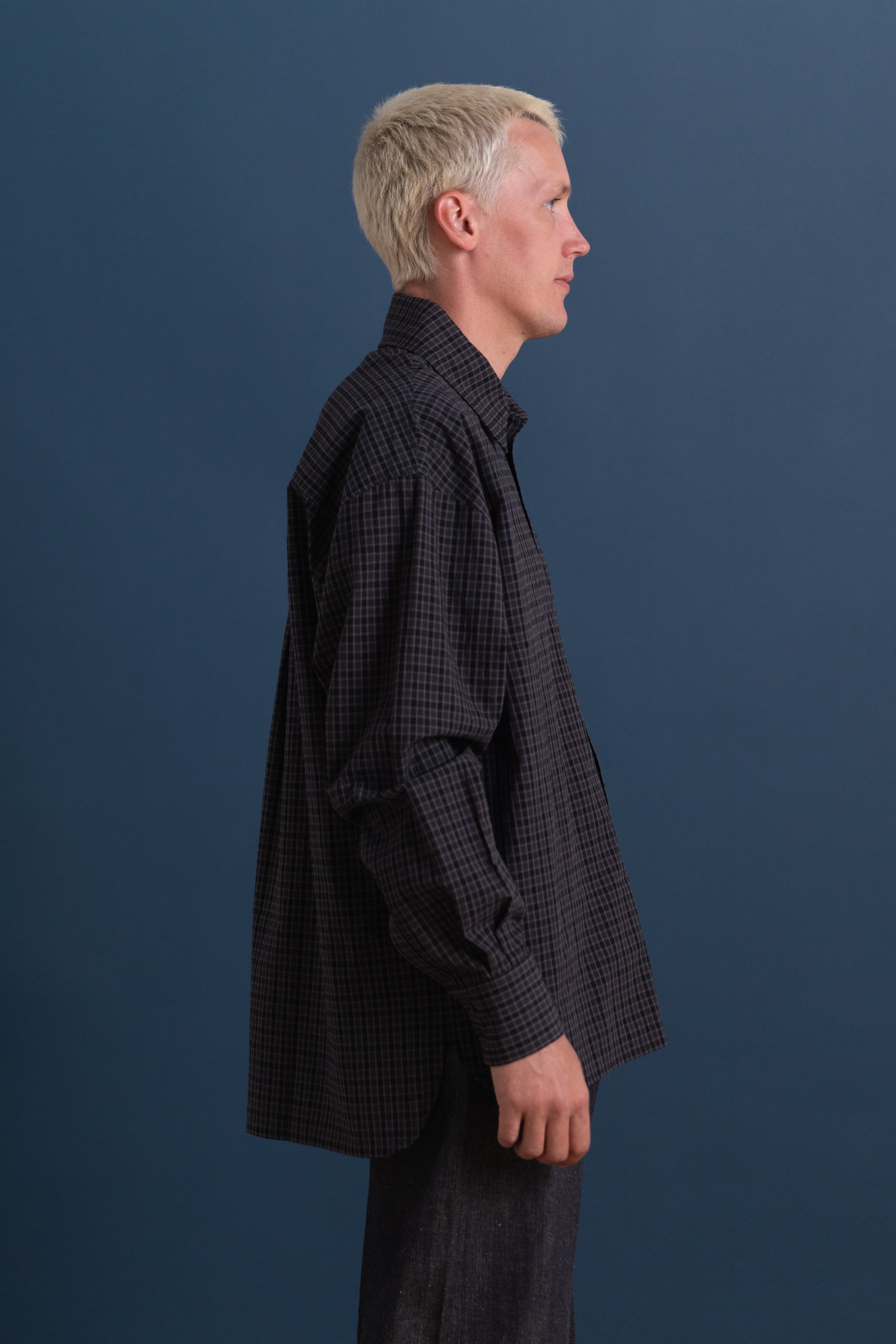 LEO SHIRT IN INK/SMOKE JAPANESE COTTON MINI CHECK