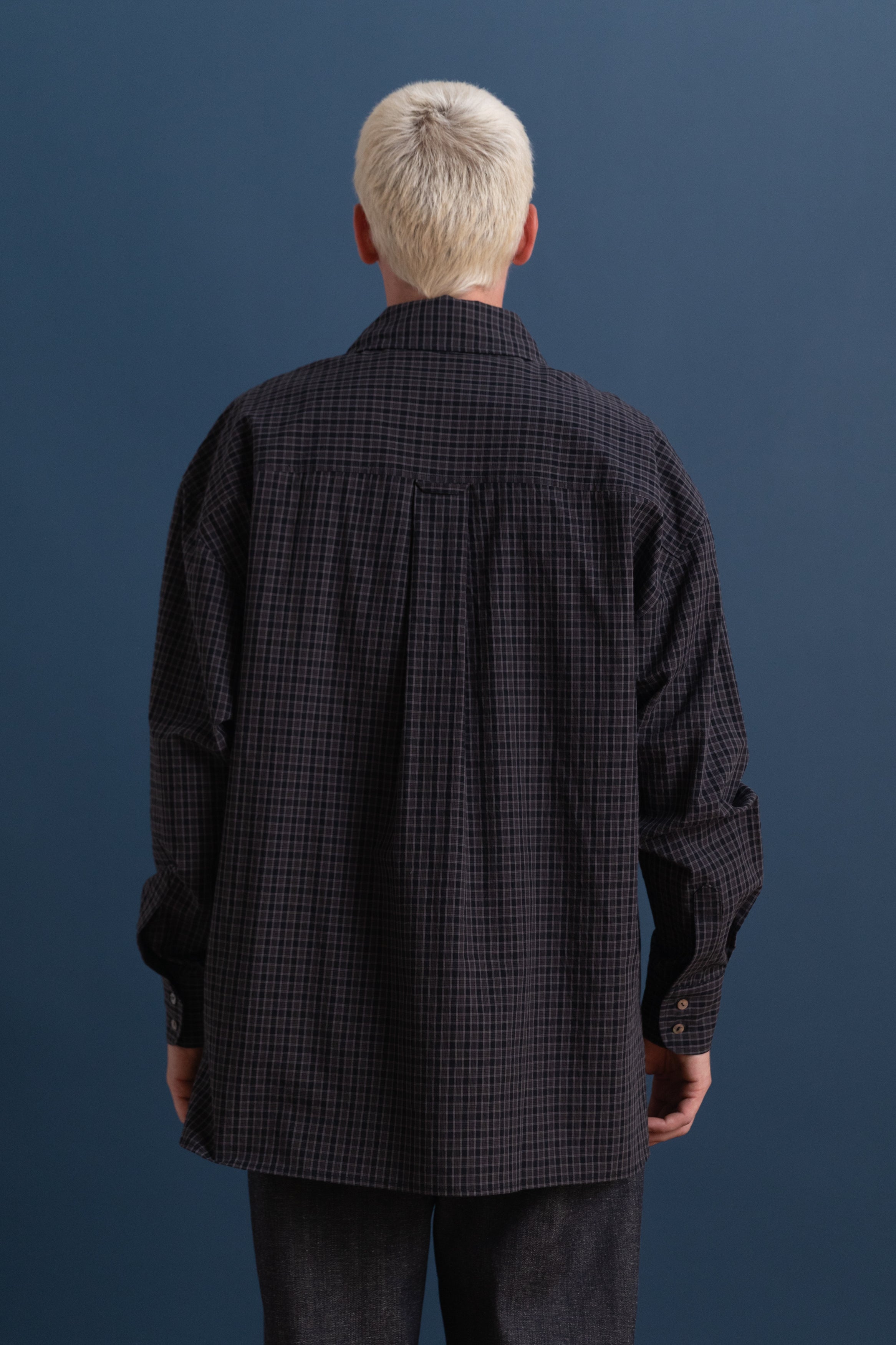LEO SHIRT IN INK/SMOKE JAPANESE COTTON MINI CHECK