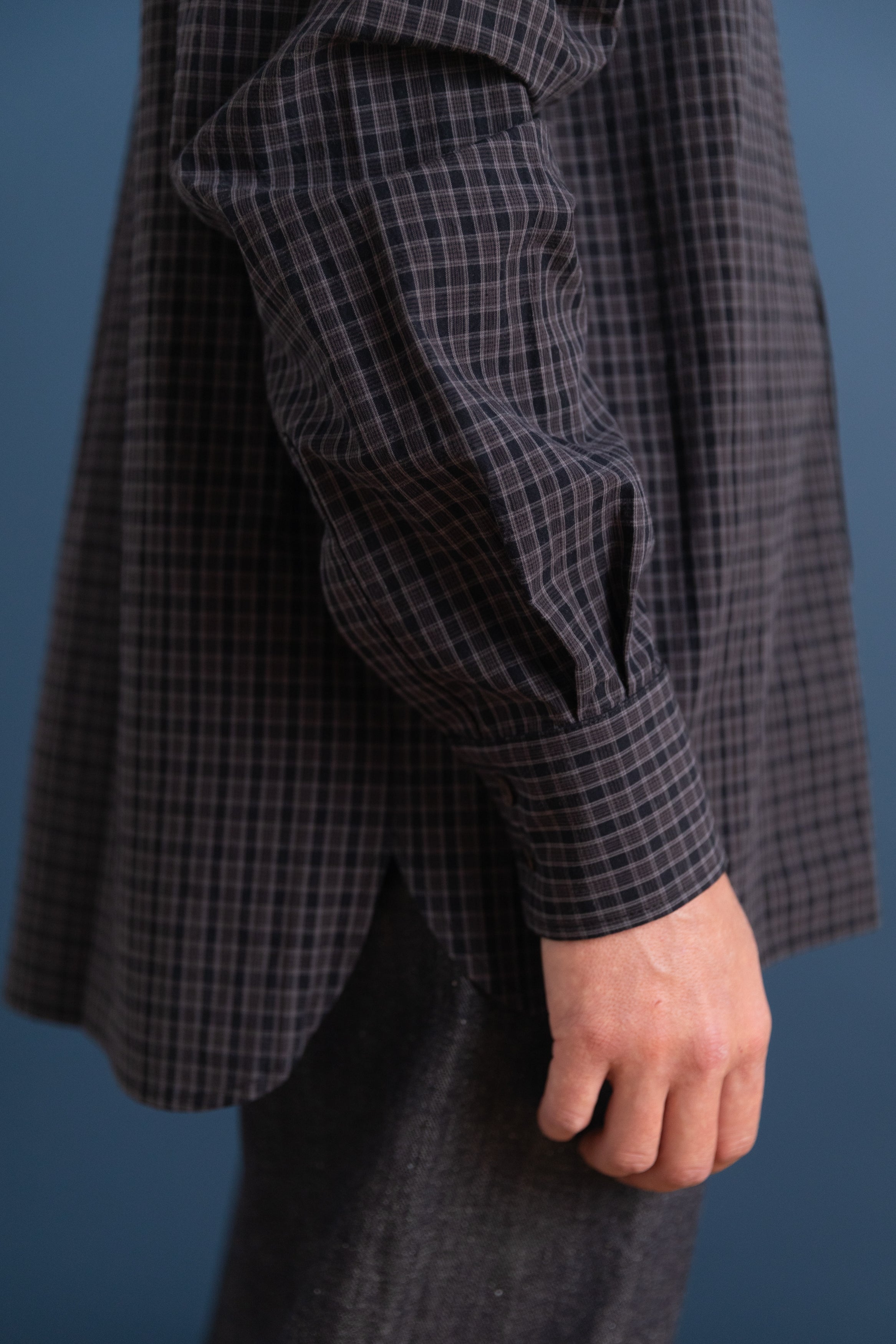LEO SHIRT IN INK/SMOKE JAPANESE COTTON MINI CHECK