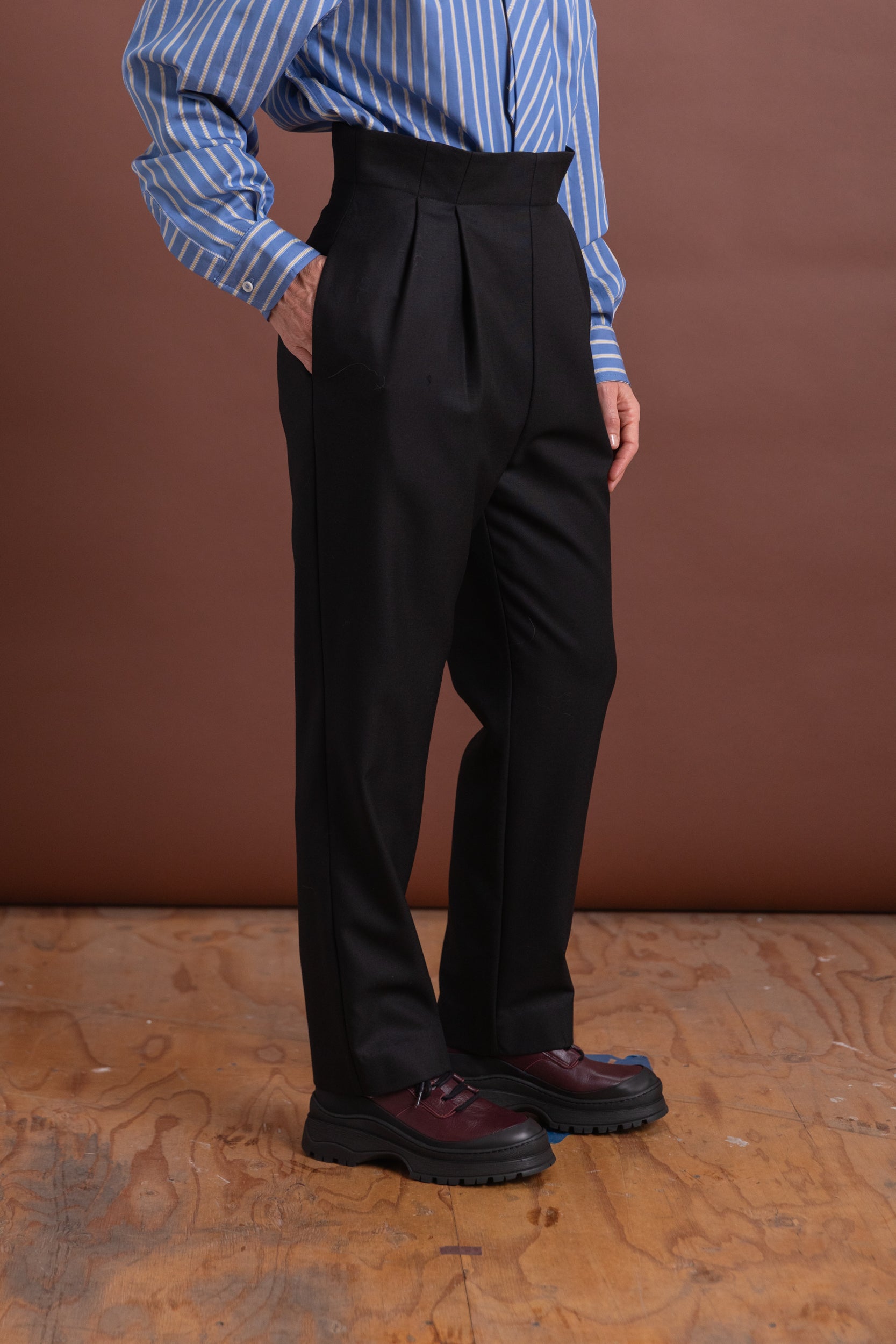 MABEL TROUSER IN BLACK BRITISH WOOL