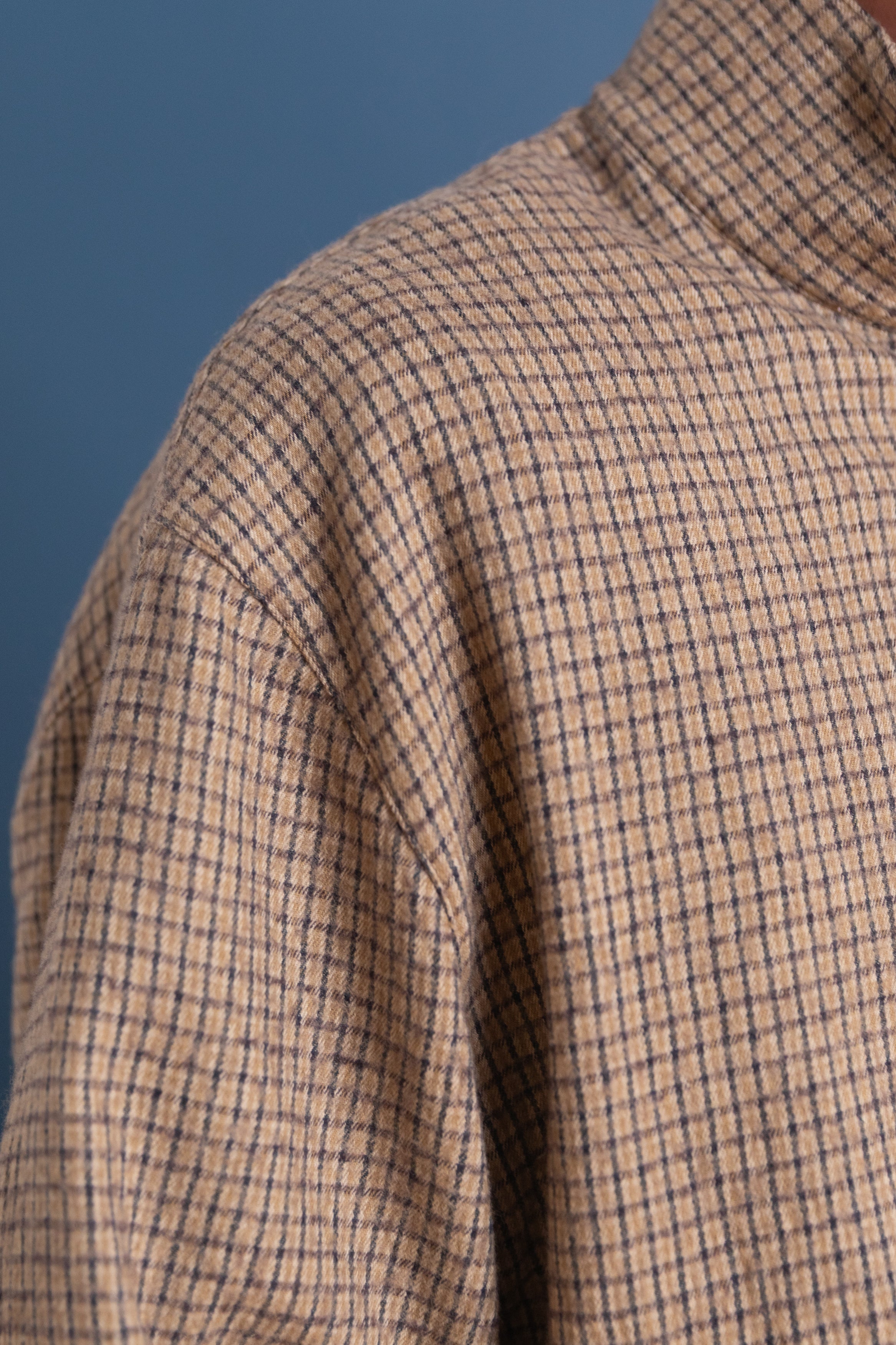 MILES PULLOVER IN BROWN CHECK JAPANESE COTTON/WOOL